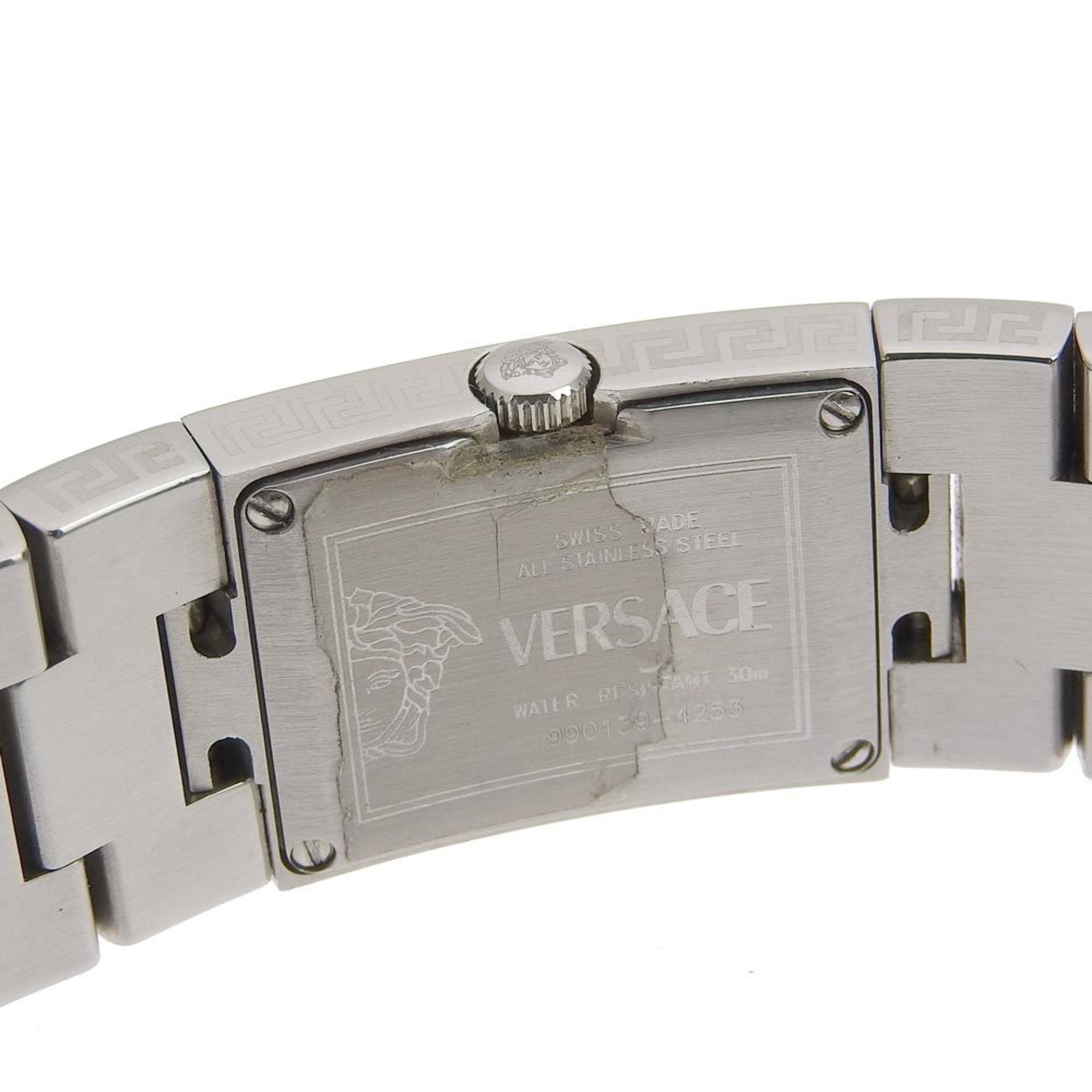 Versace Damenuhr aus Edelstahl mit Silber Quarz analogem ZifferblattSchwarz Zifferblatt