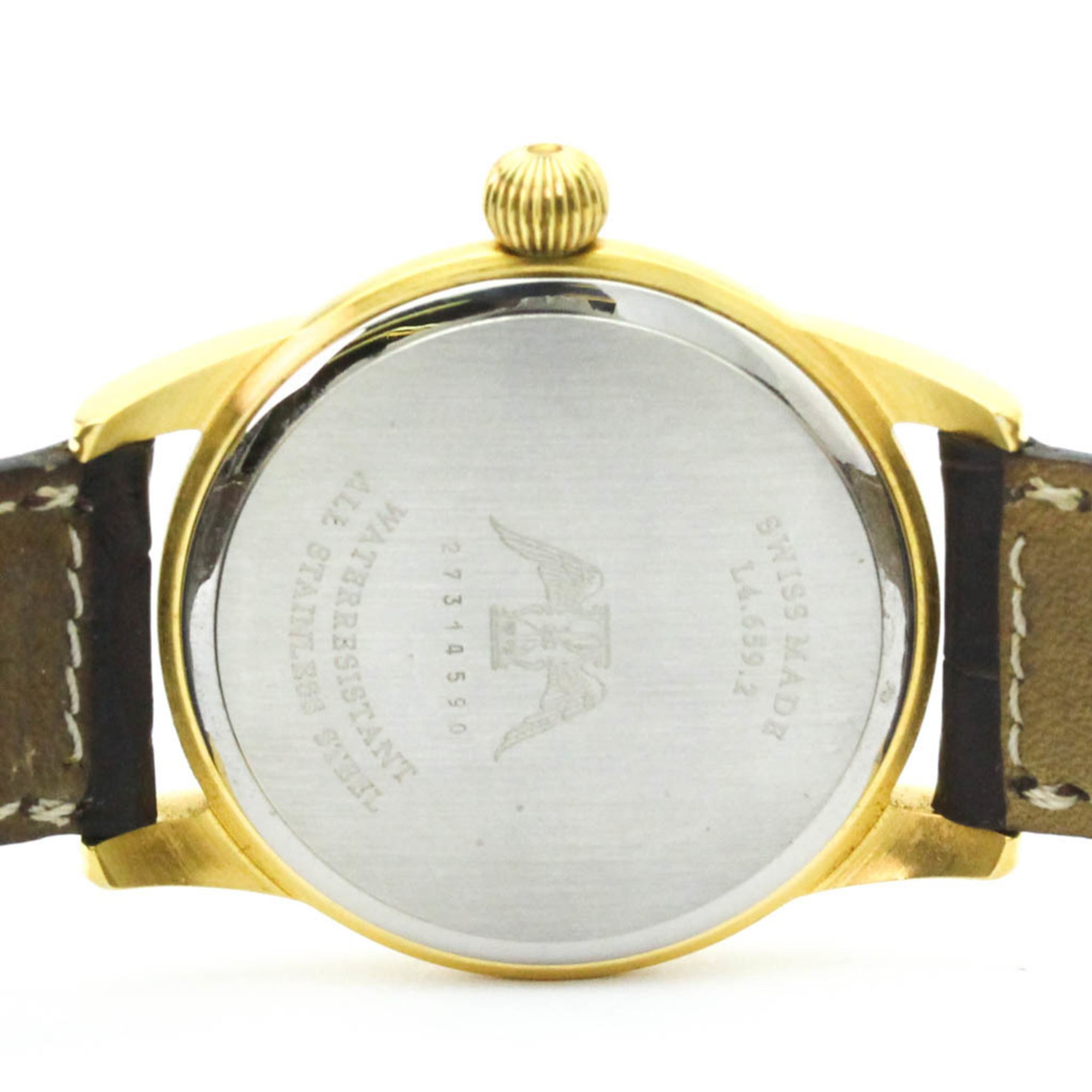 Montre pour homme LONGINES à remontage manuel, en cuir plaqué or, L4.659.2