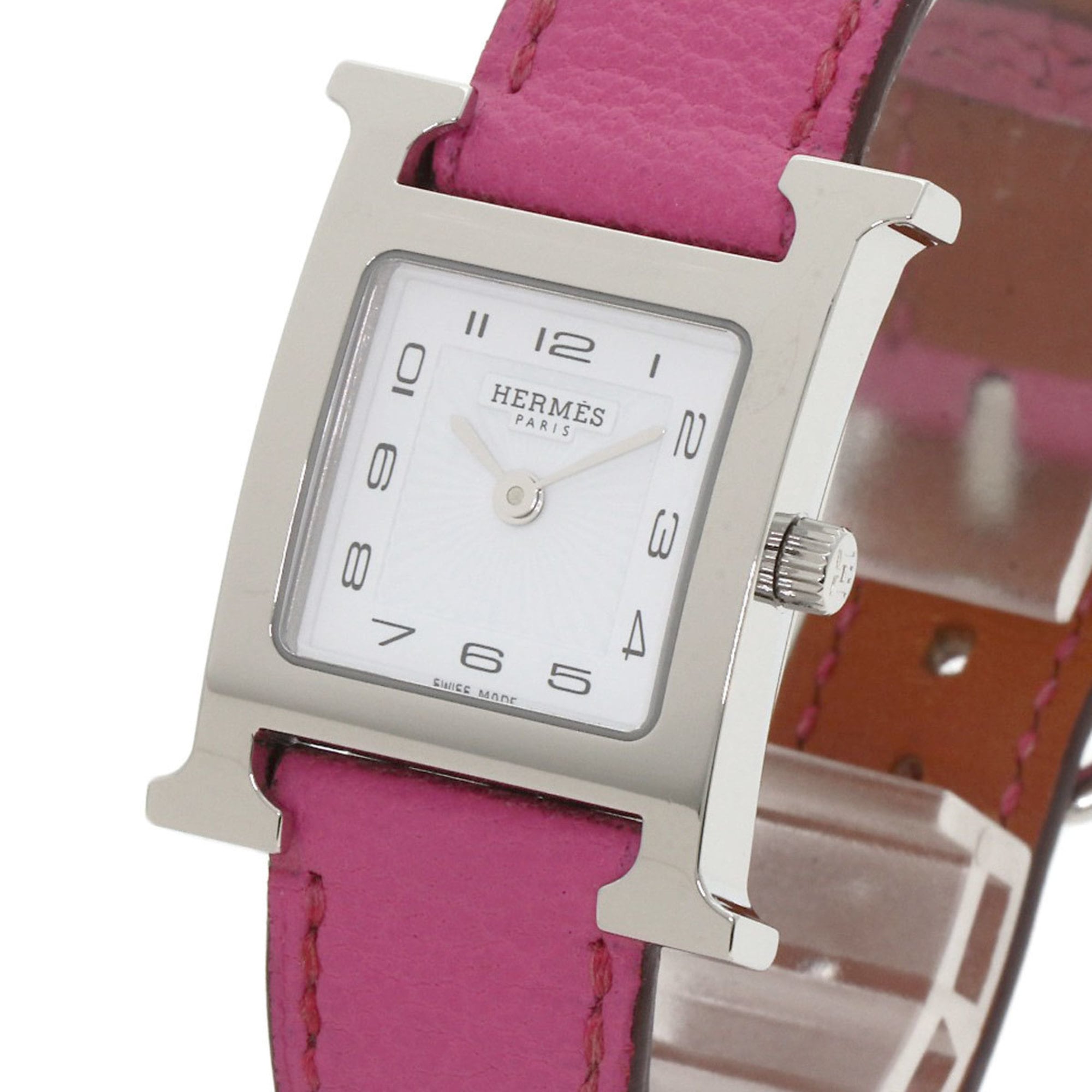 Hermes HH1.210 H Horloge Roestvrij staal Leer Dames HERMES
