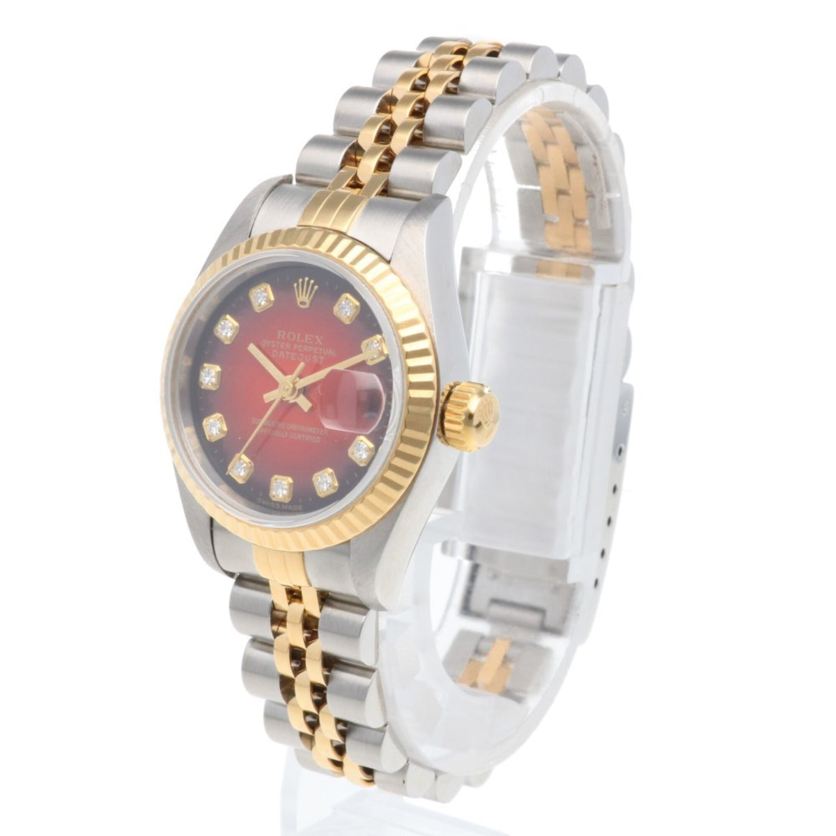 Rolex Datejust Oyster Perpetual 69173G Red color Dial 26mm Watch