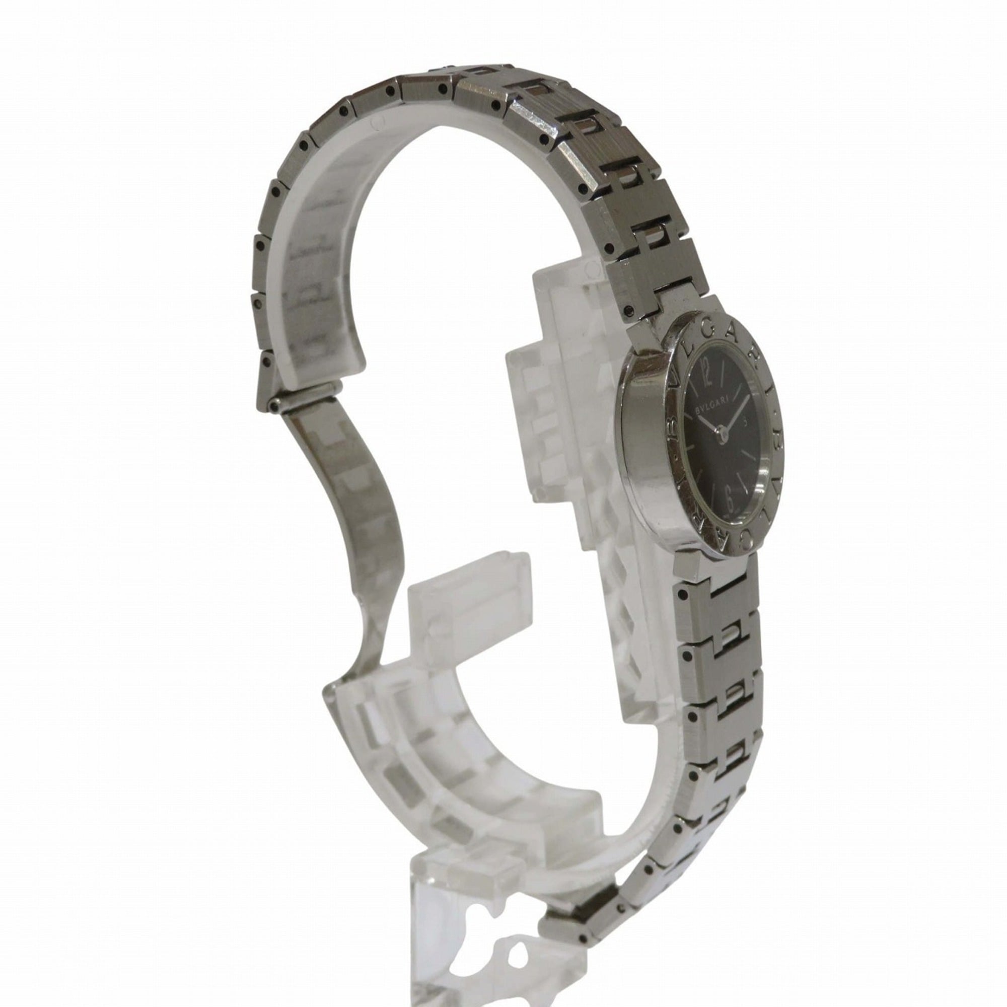 Montre Bulgari, poids total : 44,6 g, acier inoxydable, Quartz, cadran Noir, BB23SS
