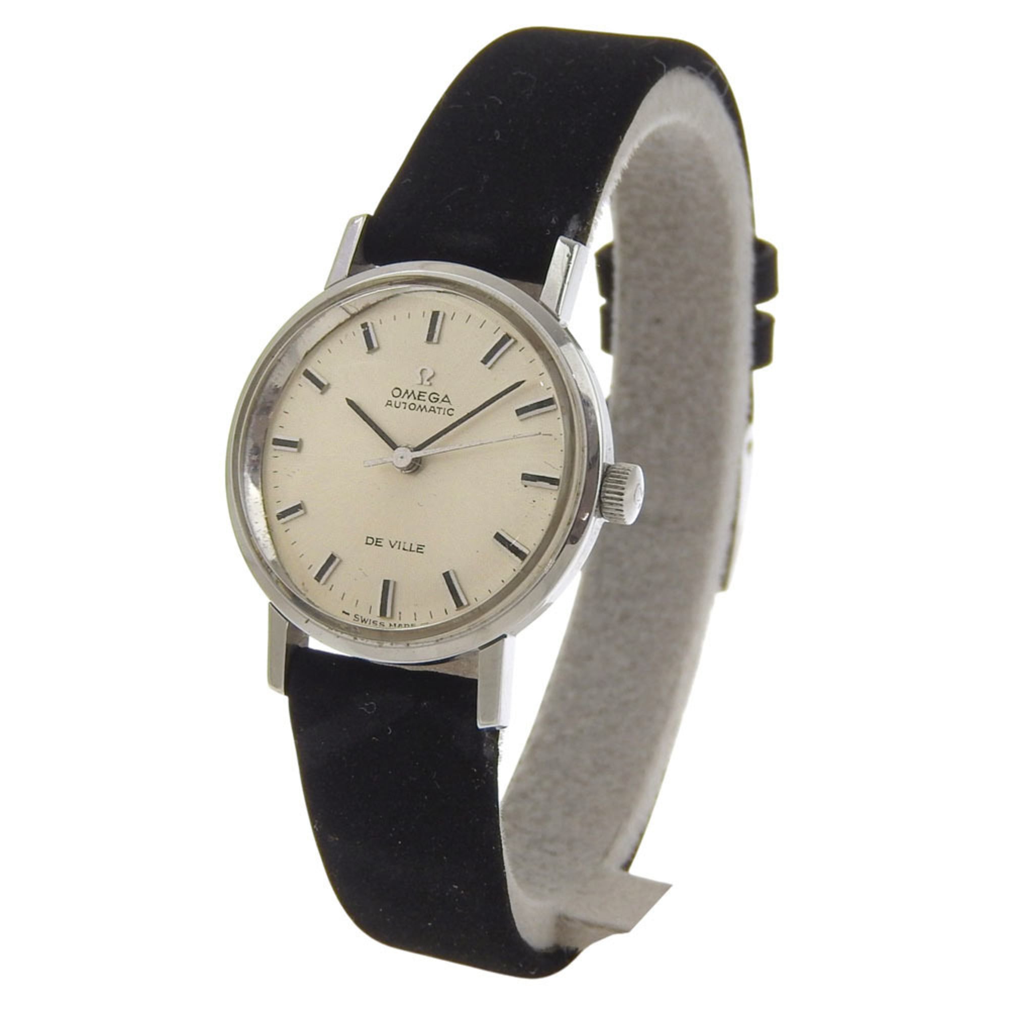 Omega De Ville 565.005 Women's Watch - Stainless Steel x Leather Strap, Silver, Automatic Movement, Analog, Silver Dial