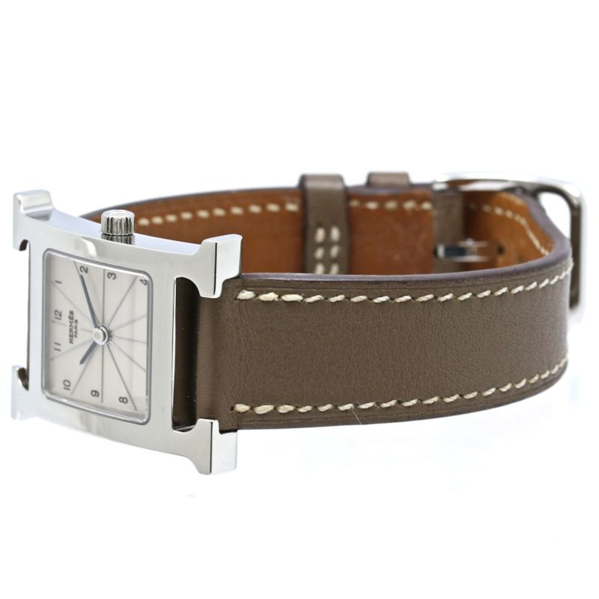 HERMES H- HH1.210.260 WW18 Wo Stainless Steel x Cowhide Leather 40556