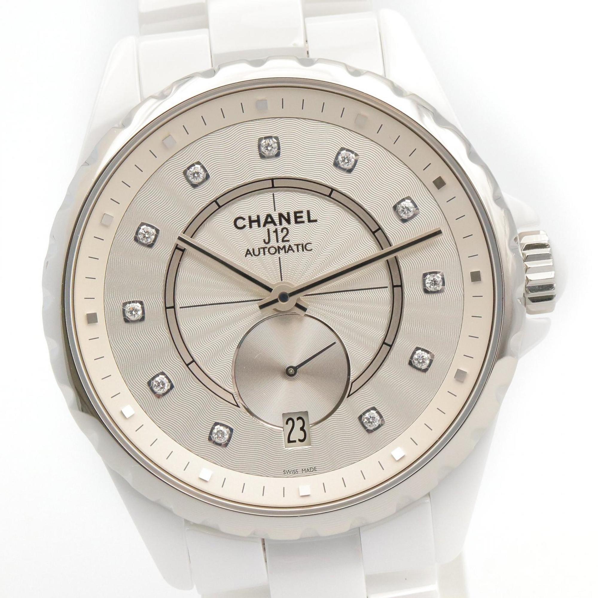 Chanel J12-365 keramisch herenhorloge met diamanten, zilver, H4345