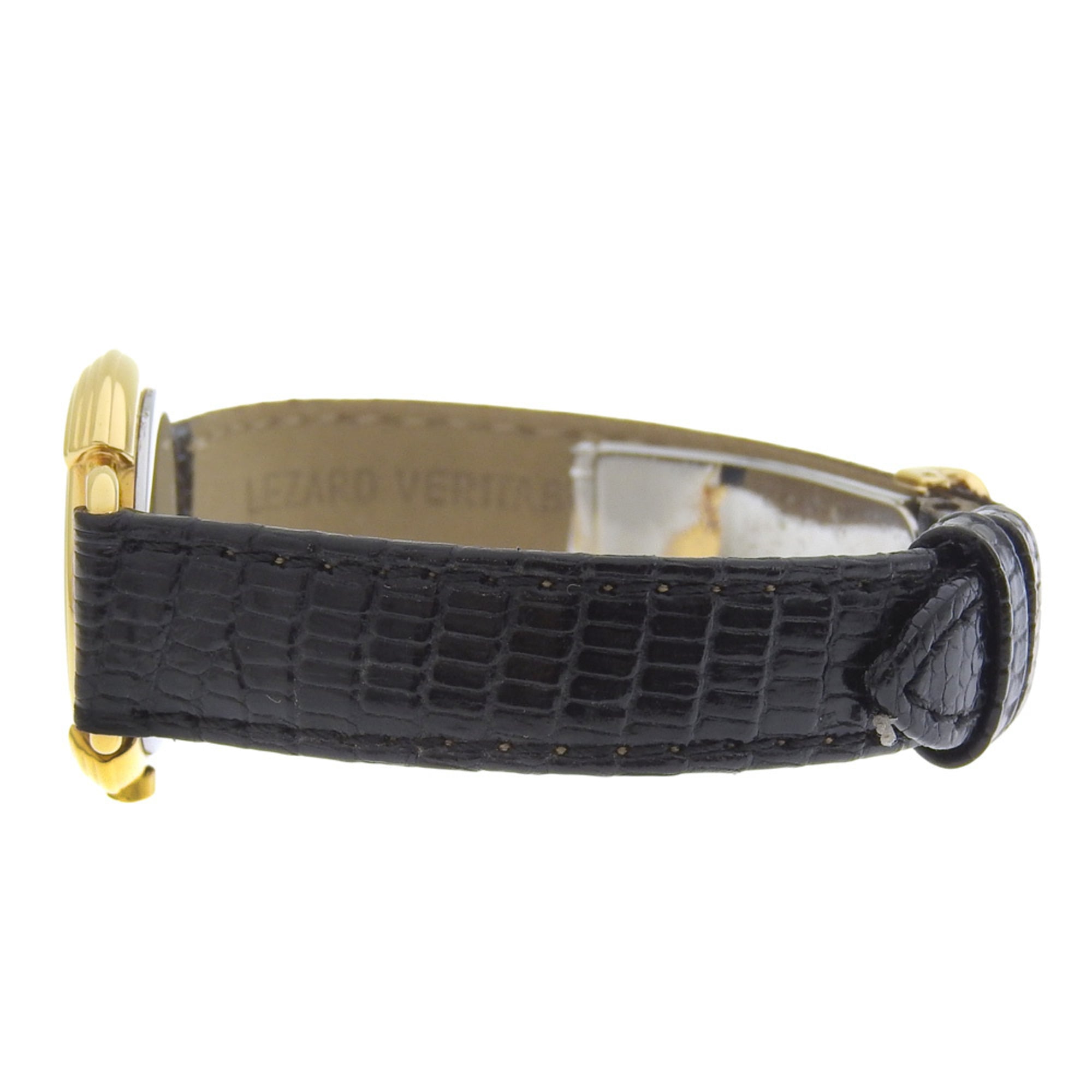 Montre Christian Dior, modèle 58.121.2, bracelet en cuir plaqué or, Quartz doré, affichage analogique, cadran Blanc, modèle pour femme.