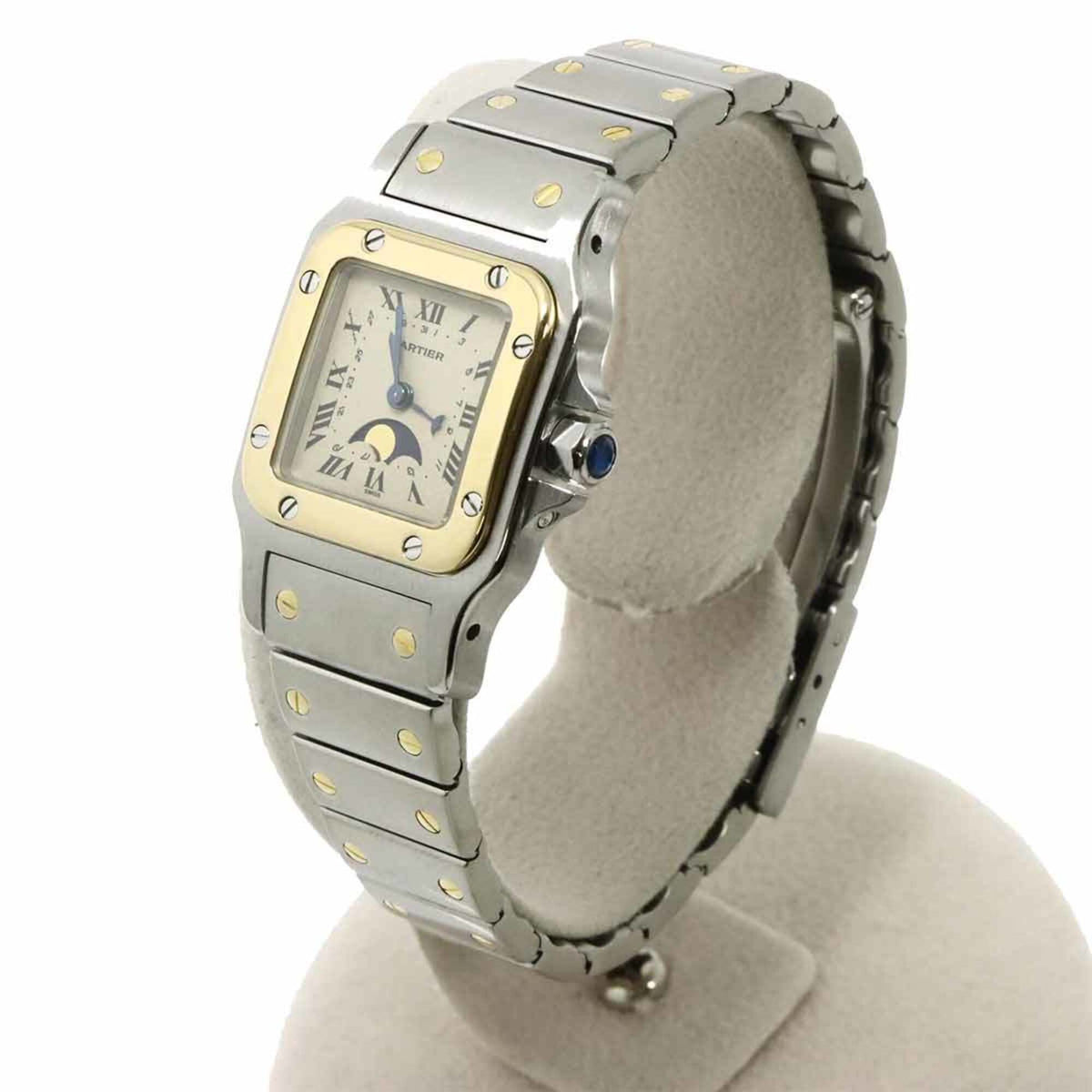 Cartier Santos Galbee SM Moon Phase W20008C4 Ivory Dial 24mm Watch
