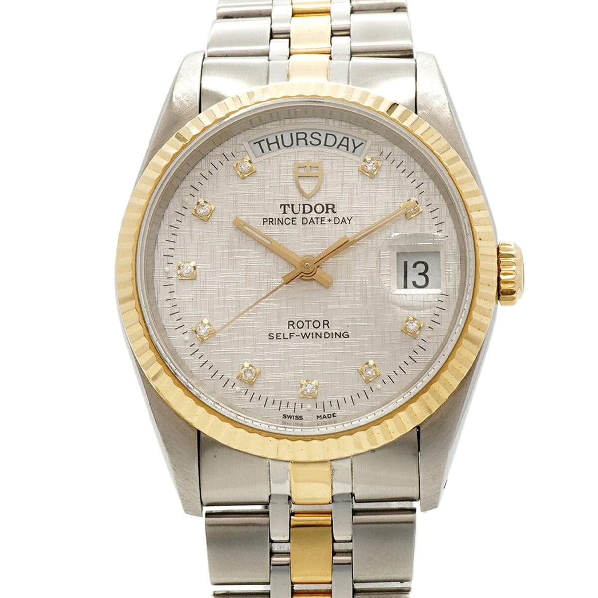 Tudor Prince Date-Day 10-Diamond 76213 Silver Dial 35mm Watch