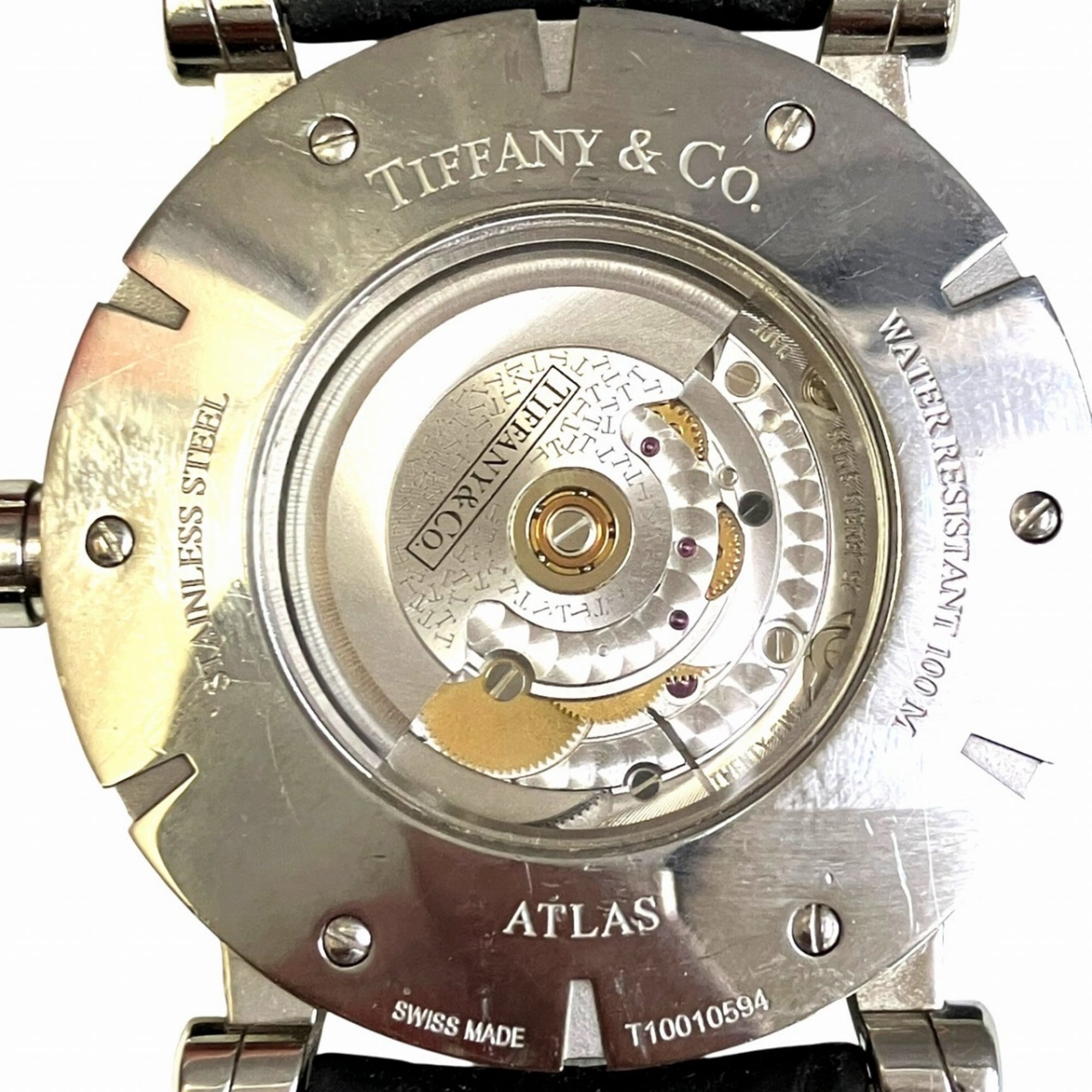 Tiffany & Co. Atlas watch, total weight 107.1g, stainless steel, genuine leather strap, automatic movement, silver dial, Z1000.70.12A10A71A
