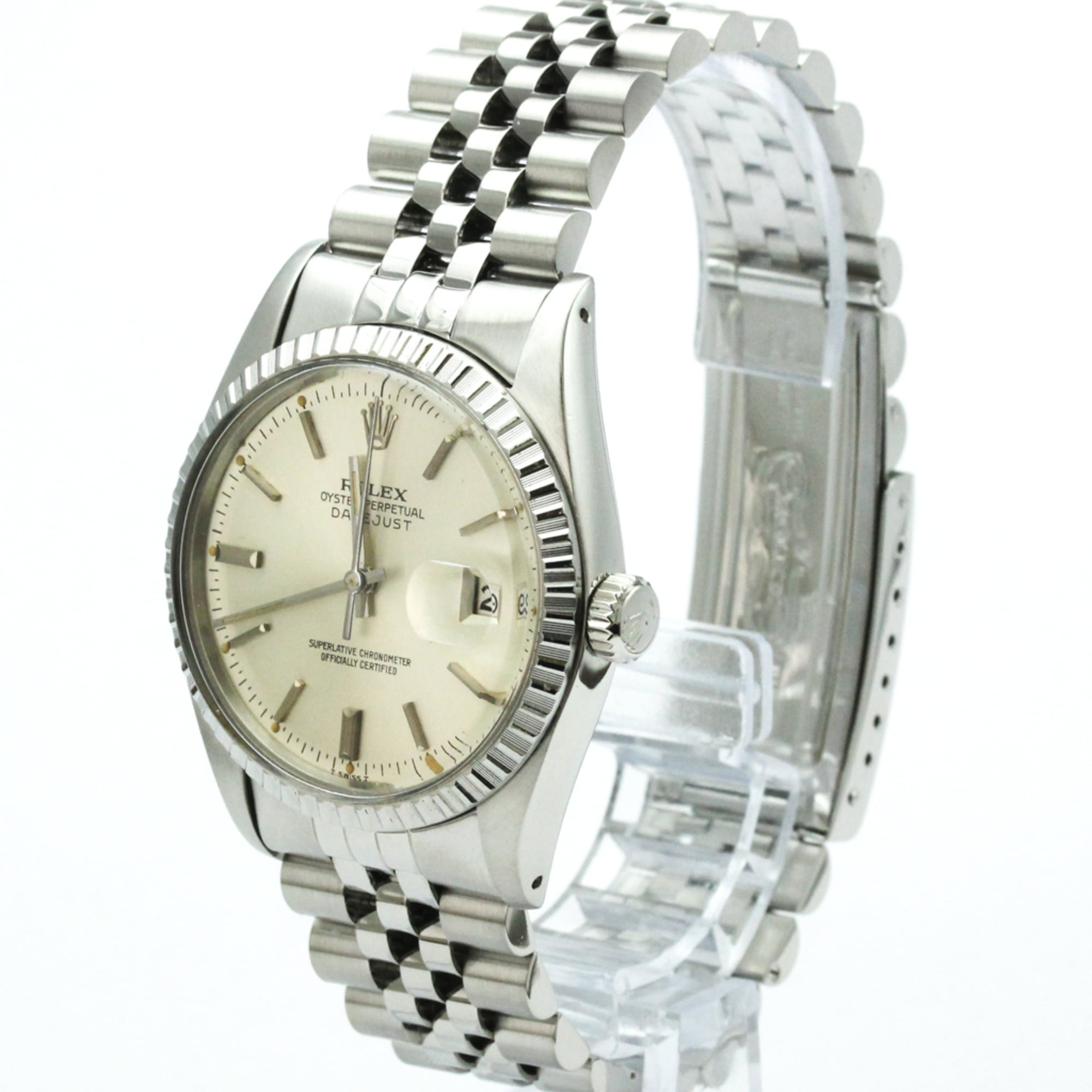 ROLEX Datejust 18K White Gold Steel Automatic Mens Watch 16030 Polished