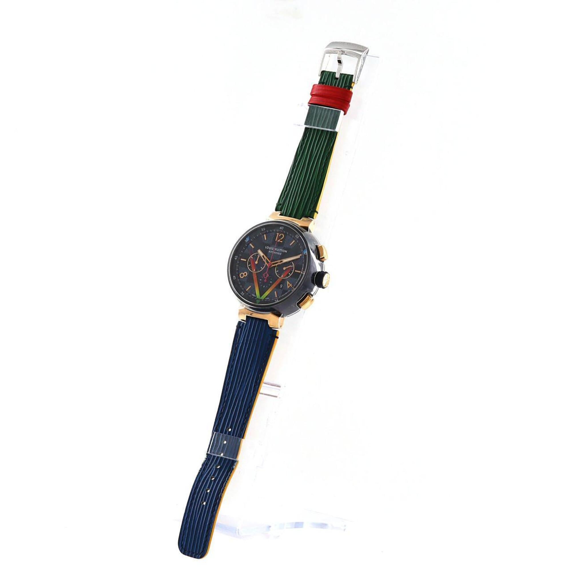 Louis Vuitton Tambour Chrono Damier Cobalt V Rainbow PVDxPG LIMITED QA129 SSxPG Automatic