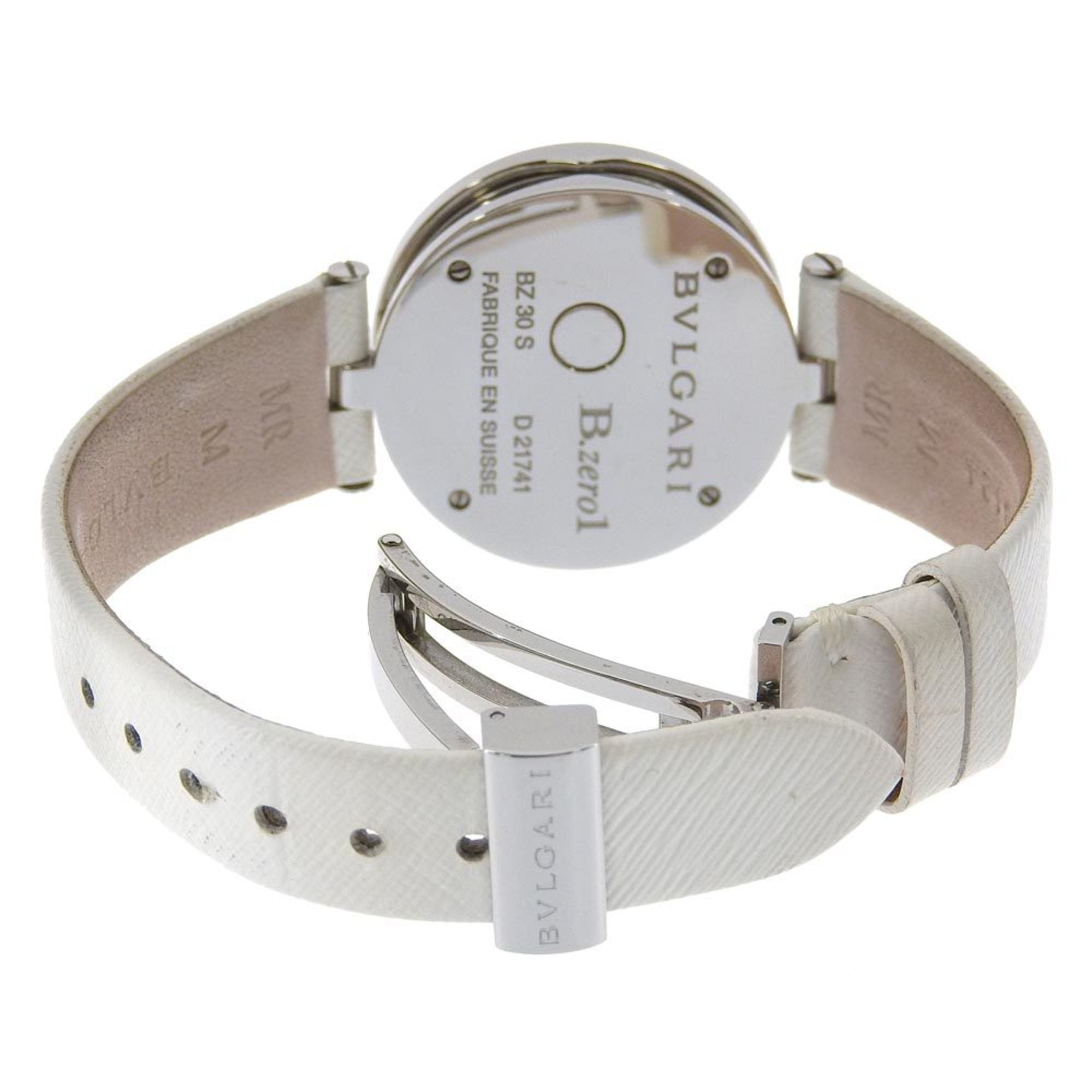 Montre BVLGARI B-zero1 BZ30FDSL en acier inoxydable et cuir, motif floralQuartz affichage analogique, cadran Blanc pour femme