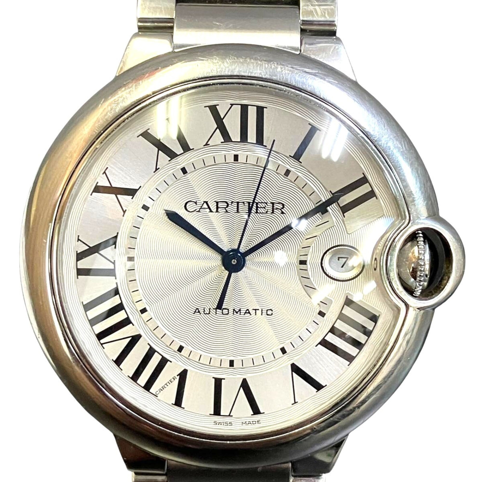 Cartier Ballon Bleu de wristwatch, total weight 145.8g, stainless steel, automatic movement, silver dial, WSBB0049