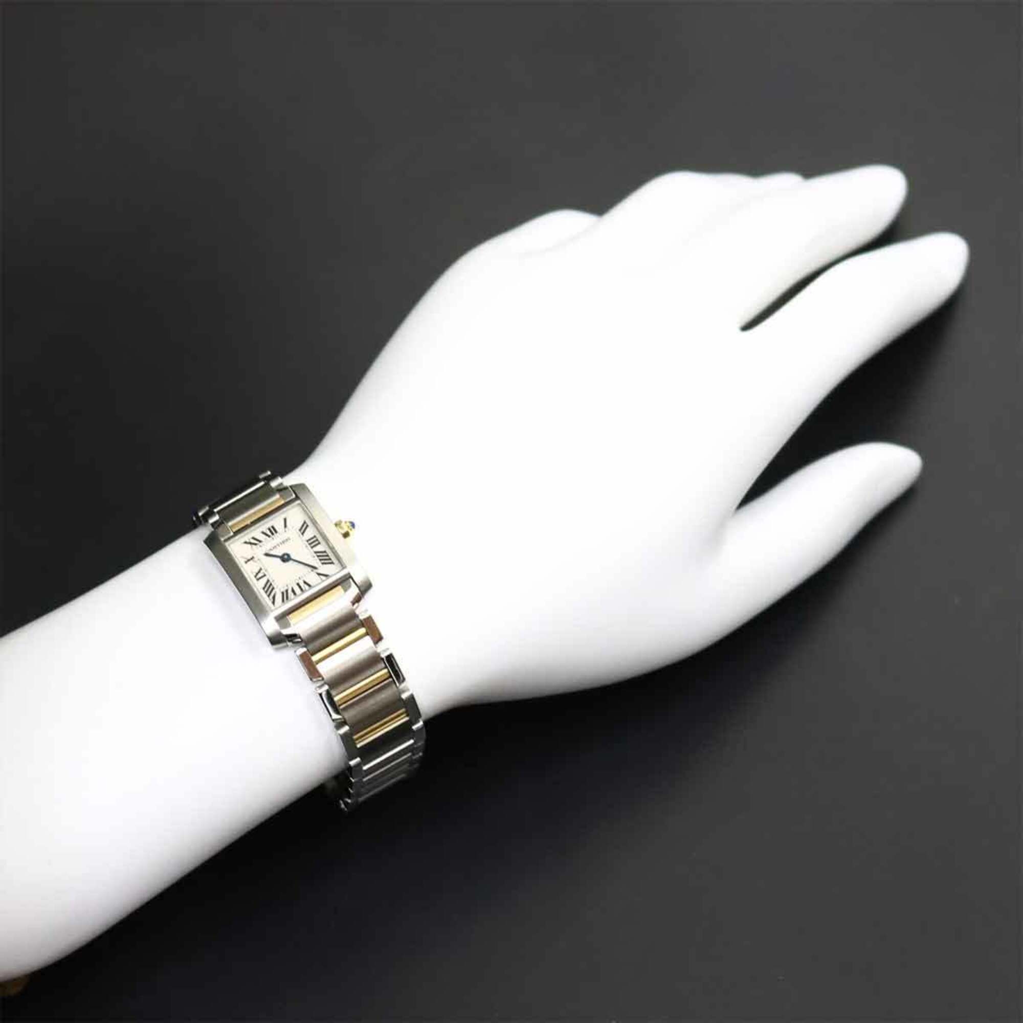 Cartier Tank Francaise SM Two-Tone W51007Q4 Wo Ivory 18K Yellow Gold Quartz