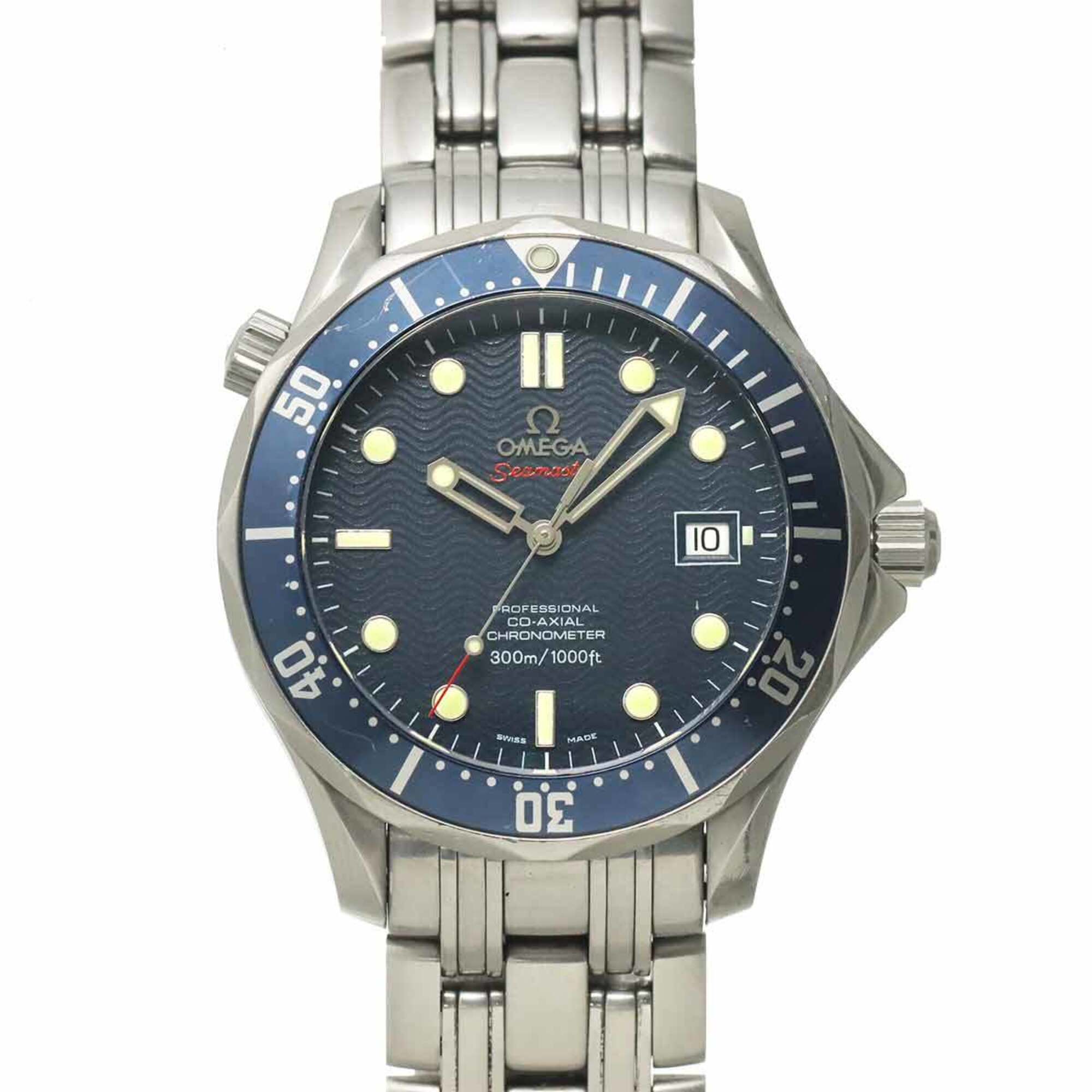 Omega Seamaster Professional 300 Co-Axial Chronometer 222080 Men's Watch, Date, Navy, Automatic Movement