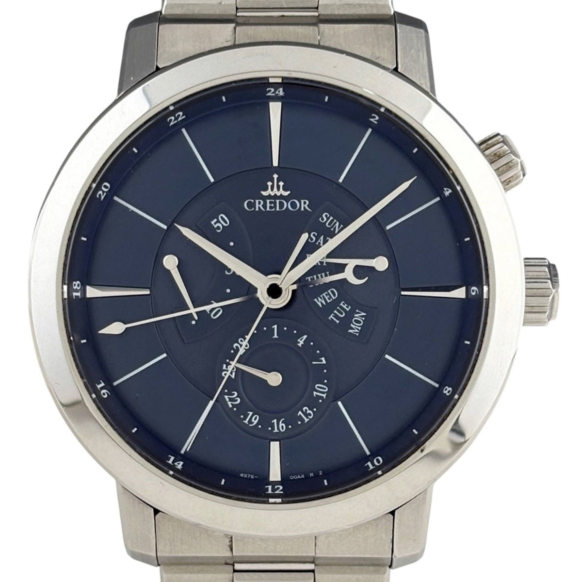 Seiko Credor Node 4S76-00A0/GCBT995 horloge met marineblauwe wijzerplaat, 41 mm