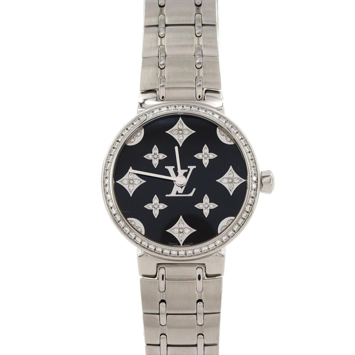 Louis Vuitton Tambour Slim QA161 horloge met zwarte wijzerplaat, 28 mm