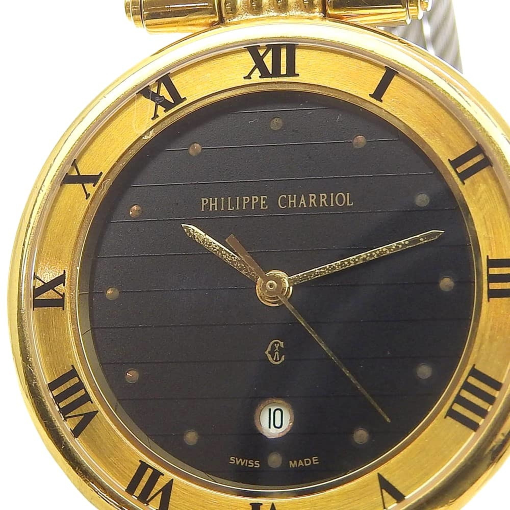 Montre Philippe Charriol Celtic 65.8.1288 en acier inoxydableQuartz affichage analogique, cadran Noir pour homme