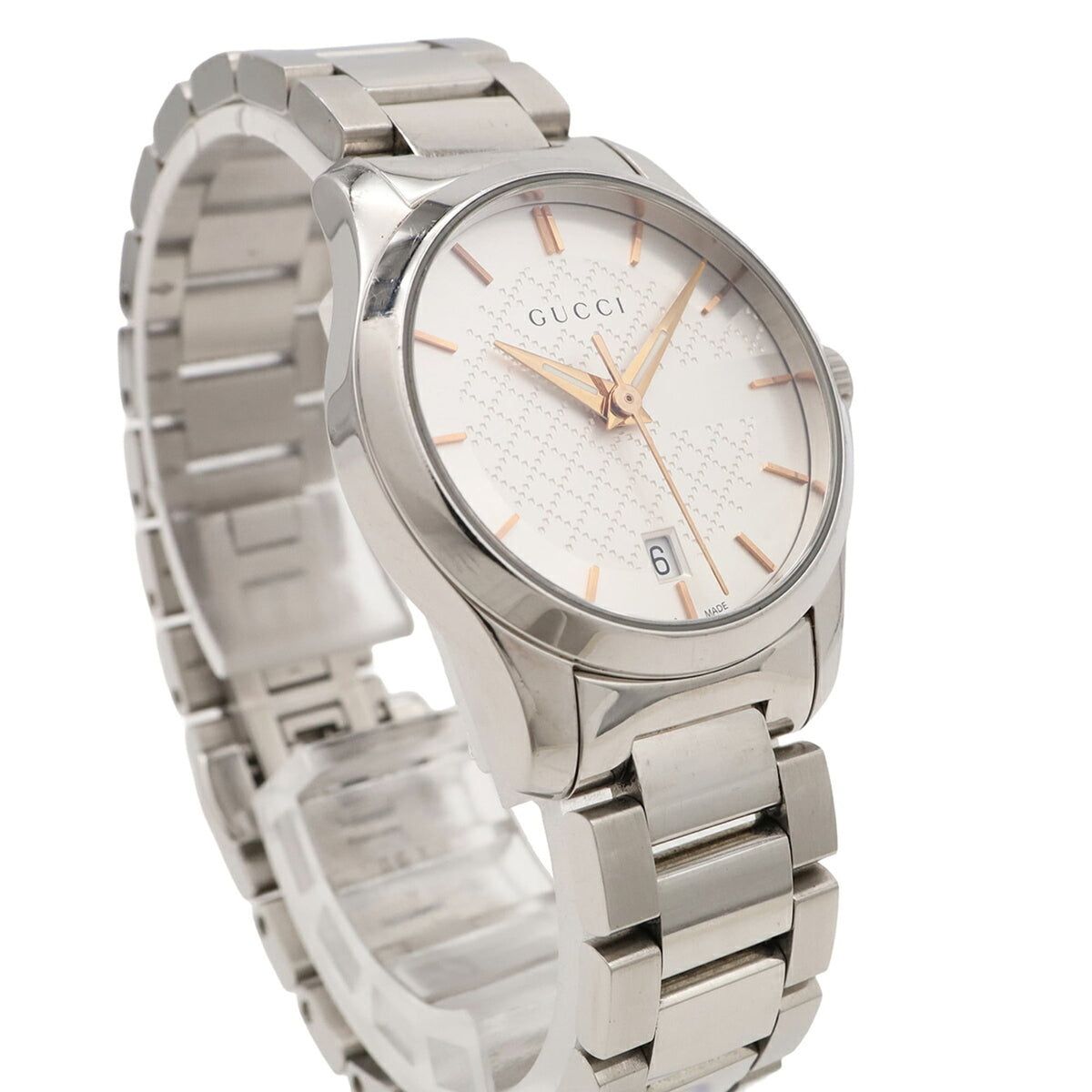 Gucci G-Timeless Collection GG Date YA126565 Silver Dial 27mm Watch