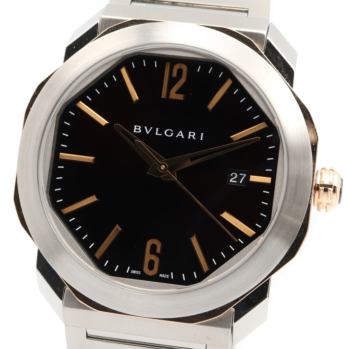 Bvlgari Bulgari BVLGARI Octo 18KPG (Rosa Gold) OCP41SG Schwarz Zifferblatt 41 mm Uhr