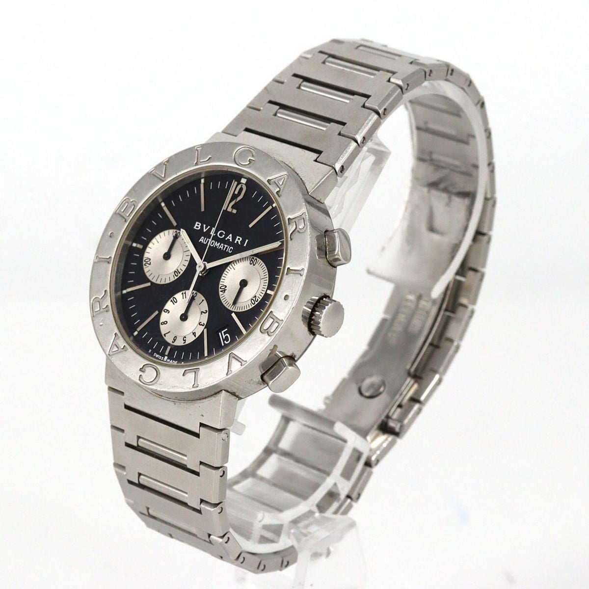 Bvlgari Bulgari Chronograph BB38SSCH/BB38SSDCH/AT Schwarz Zifferblatt 38 mm Uhr