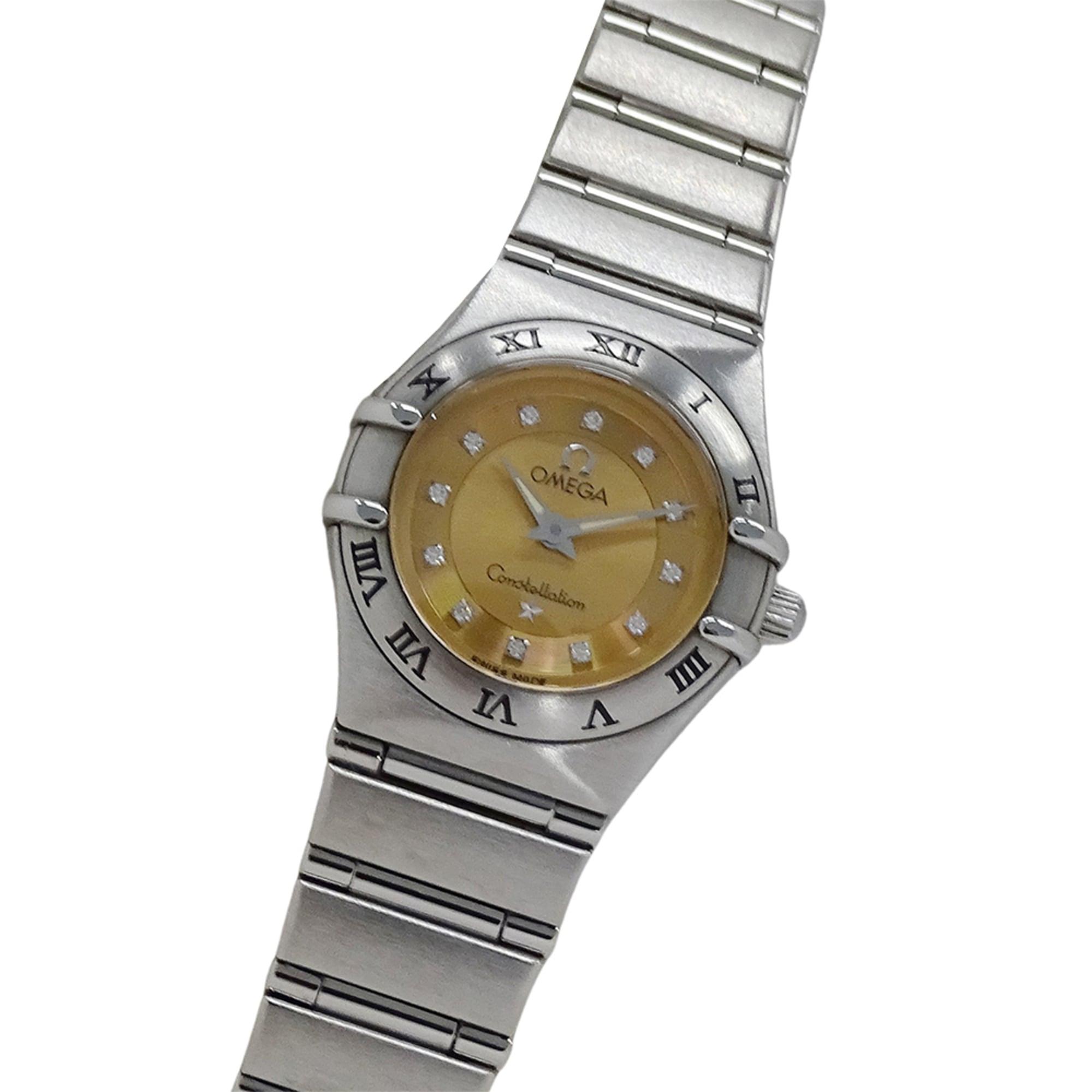 Omega OMEGA 1564.65 Constellation Cindy Crawford Women's Watch, Brand Name, 12P Diamonds, Quartz Movement, Stainless Steel (SS), Silver, Orange