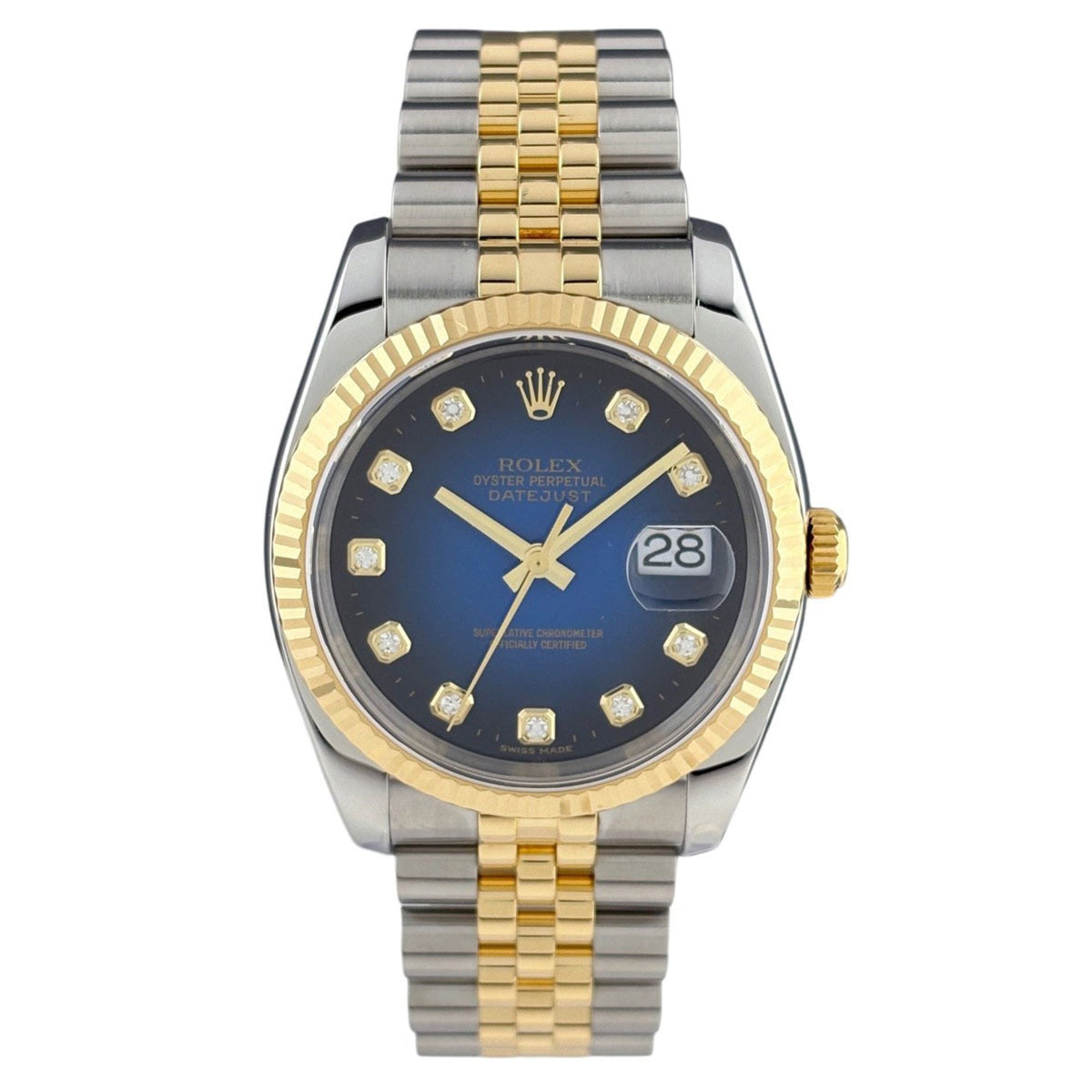 Rolex Datejust 10P Diamond Blue Gradient 116233G Blue Dial 36mm Watch
