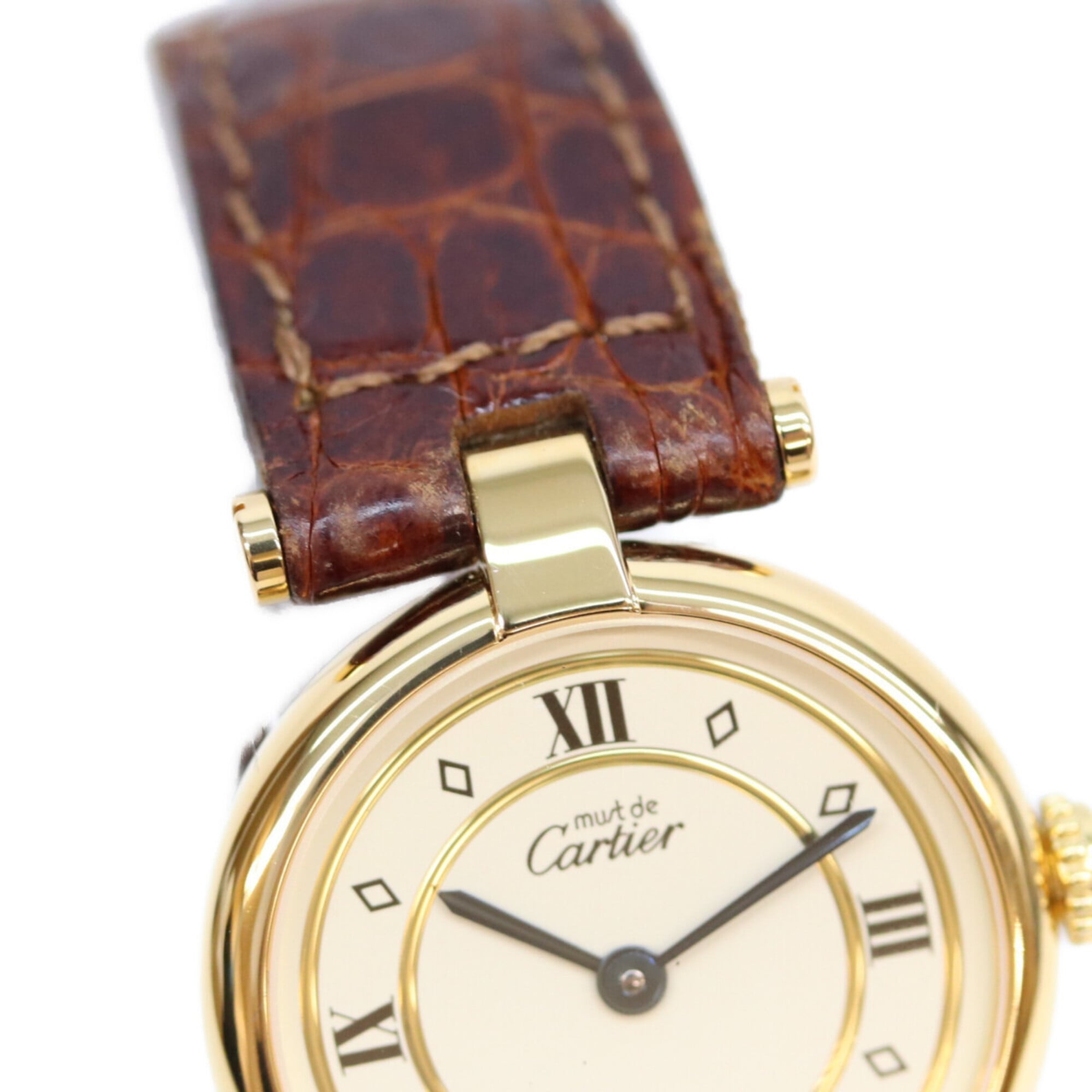 Cartier Must VendÃ´me SM Vermeil Quartz with Roman Numerals Gold and Ivory Dial Ladies'