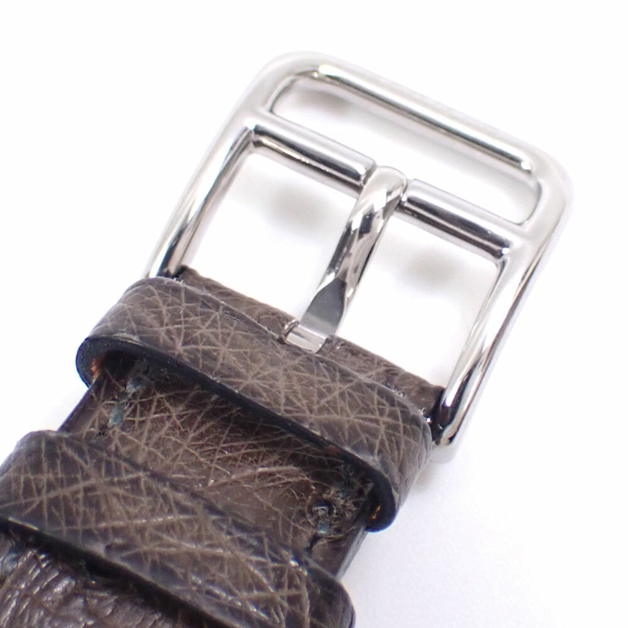 Hermes Cape Cod dameshorloge met kwartsuurwerk, roestvrij staal, leren band, CC3-510, werkt op batterijen, bruin, â–¡H-stempel, circa 2004