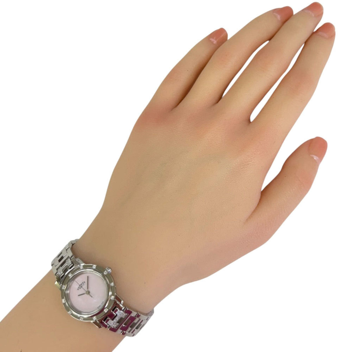 Hermes Clipper Nacre CL4.230 roze wijzerplaat van schelp, 23 mm horloge