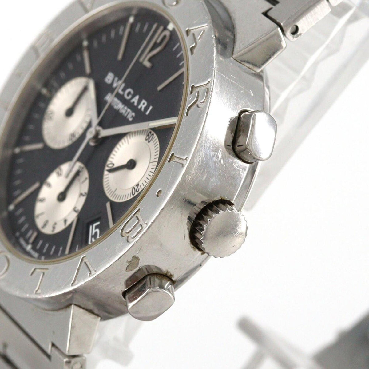 Bvlgari Bulgari Chronograph BB38SSCH/BB38SSDCH/AT Schwarz Zifferblatt 38 mm Uhr
