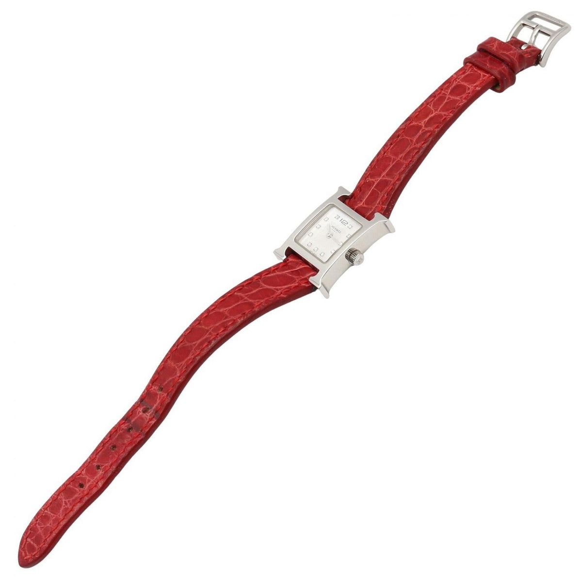 Hermes H- Mini White Shell HH1.110 Horloge met witte wijzerplaat, 17 mm