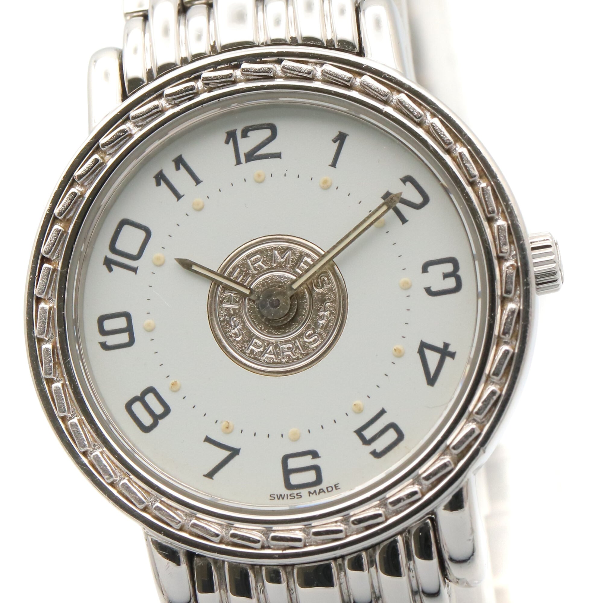 Montre Hermès HERMES Sellier en acier inoxydable pour femmeBlanc SE4.210