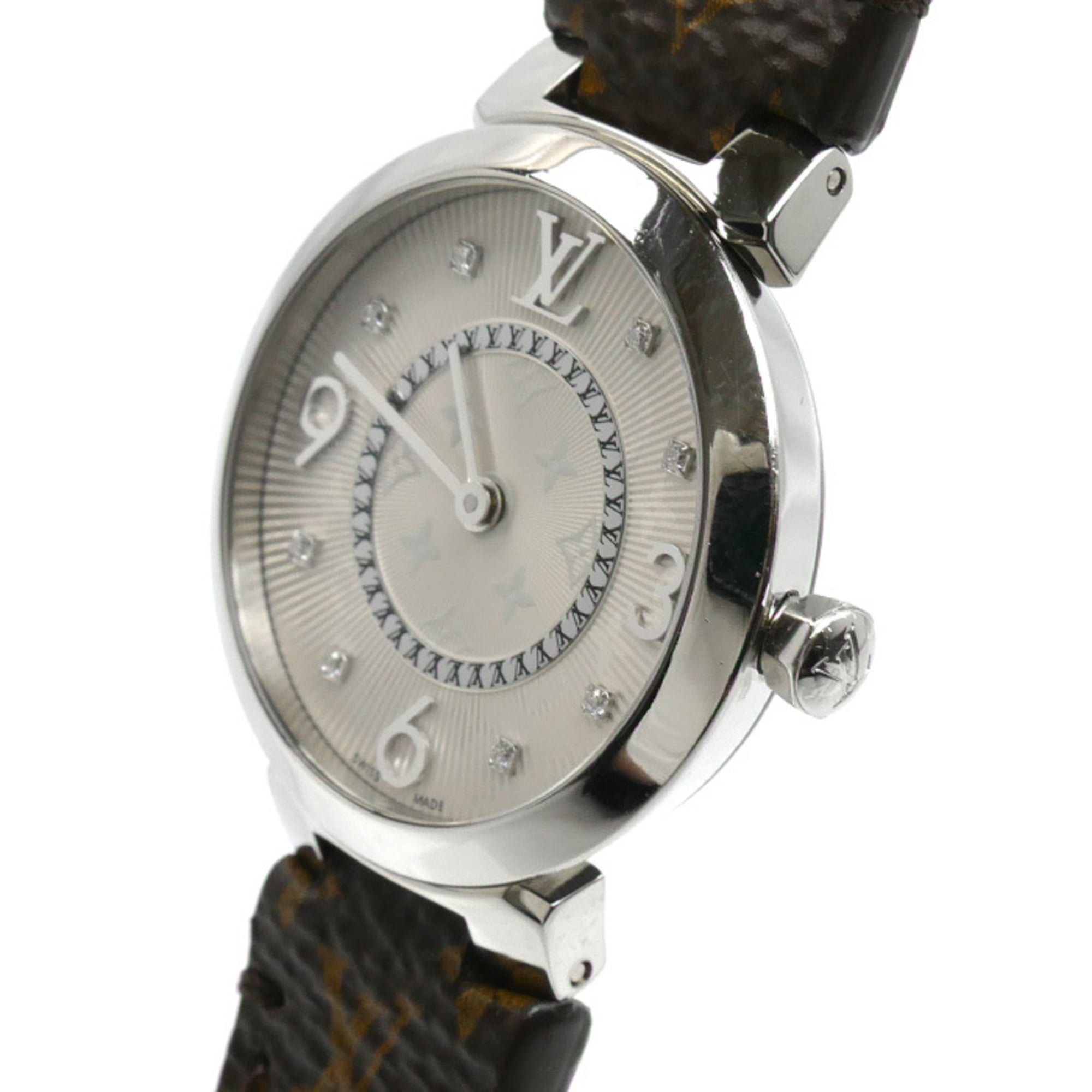 Louis Vuitton Tambour Slim 8PD Battery Operated Q12MG Silver Dial 28mm Watch