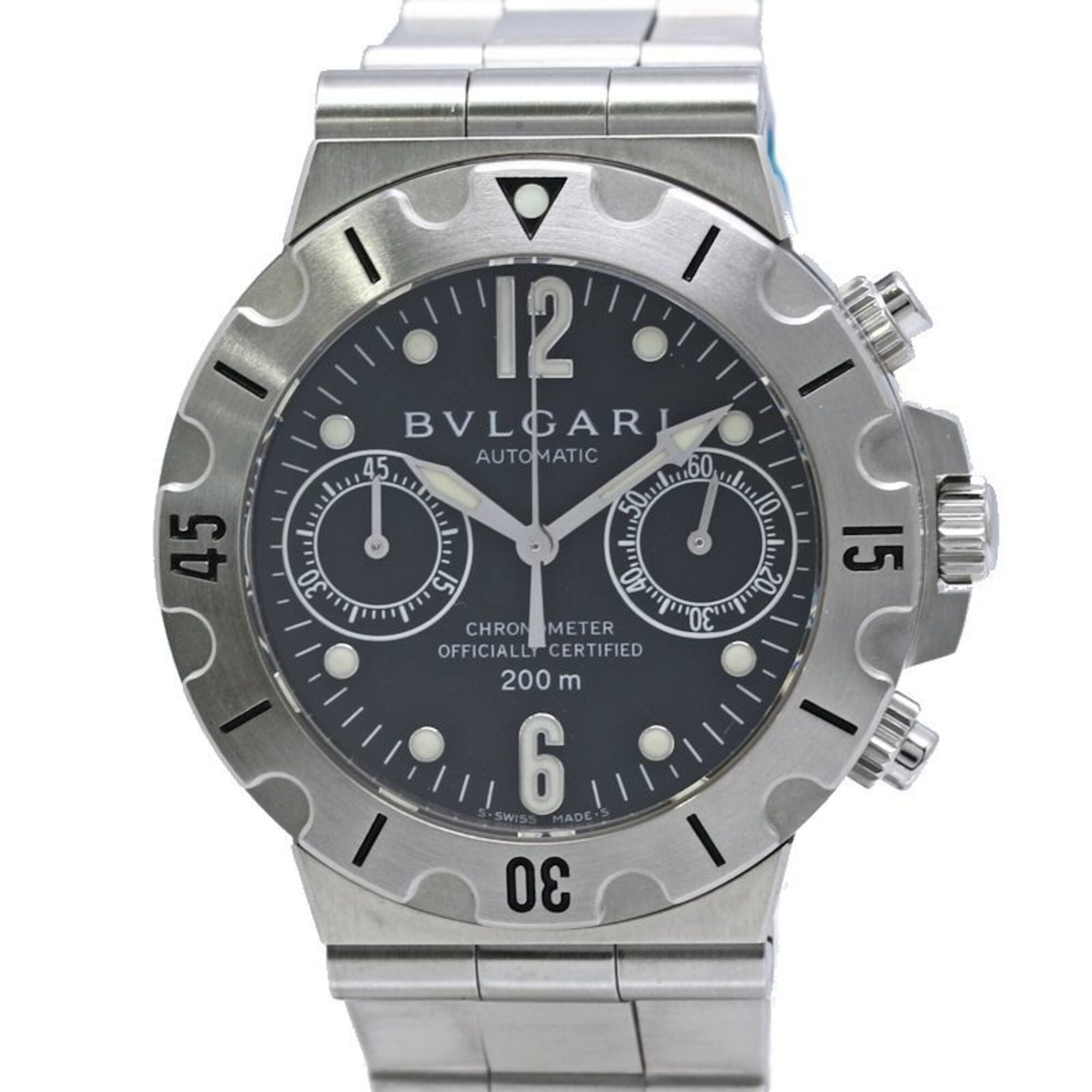 Bulgari Diagono SC38SS Black Dial 38mm Watch