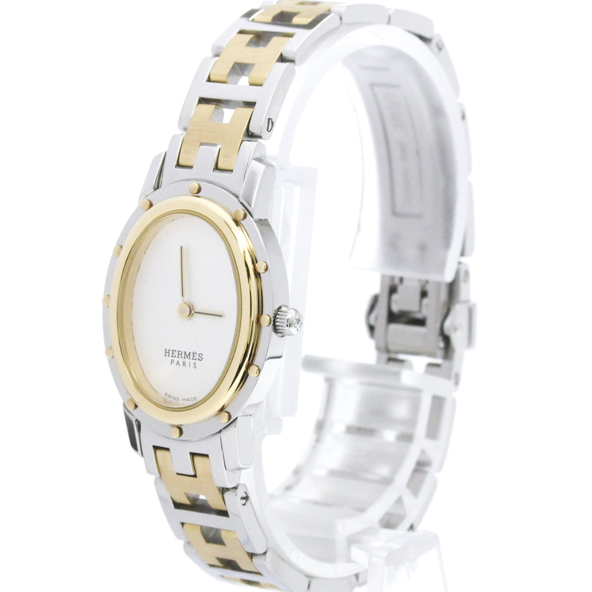 Montre Hermes Clipper CO1.220, cadran argenté, 22 mm