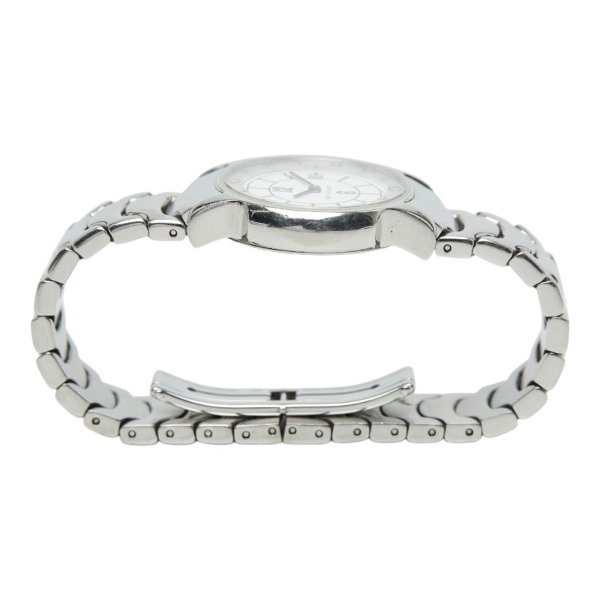 Montre Quartz Bulgari Solotempo ST29S, cadran Blanc, acier inoxydable, pour femme, BVLGARI