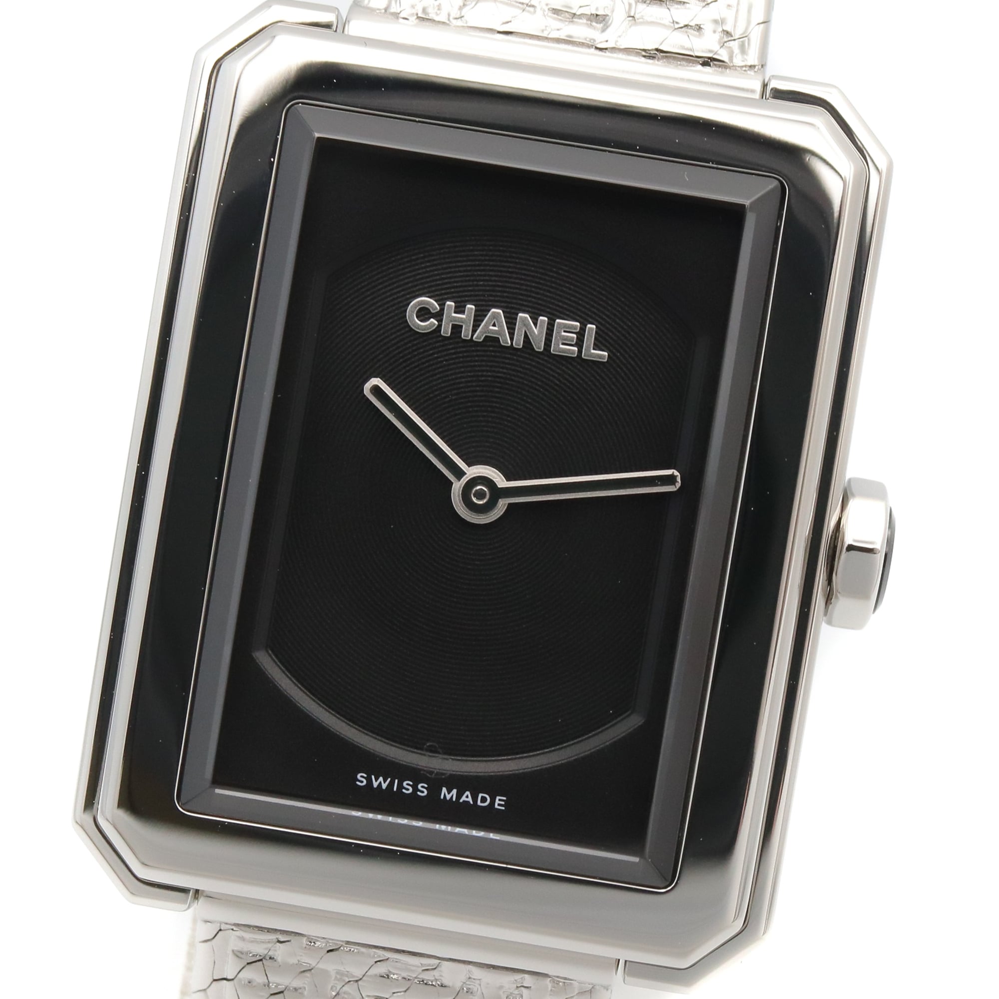 Chanel Boyfriend Tweed Uhr, Edelstahl, Damen, Schwarz, H4876