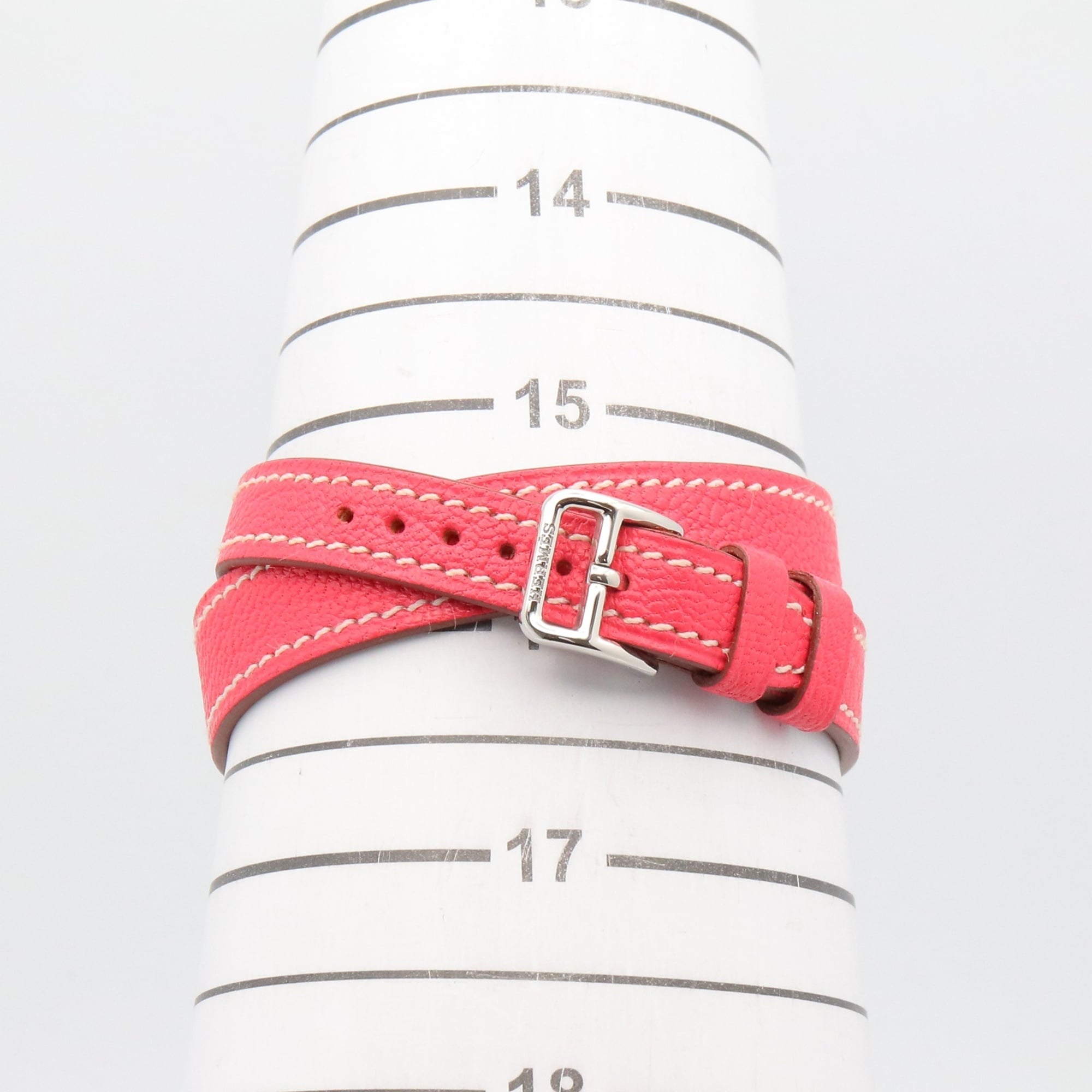 Montre-bracelet Hermès H-Watch Mini Double Tour, acier inoxydable, bracelet en cuir, pour femme, Blanc (HH1.110)