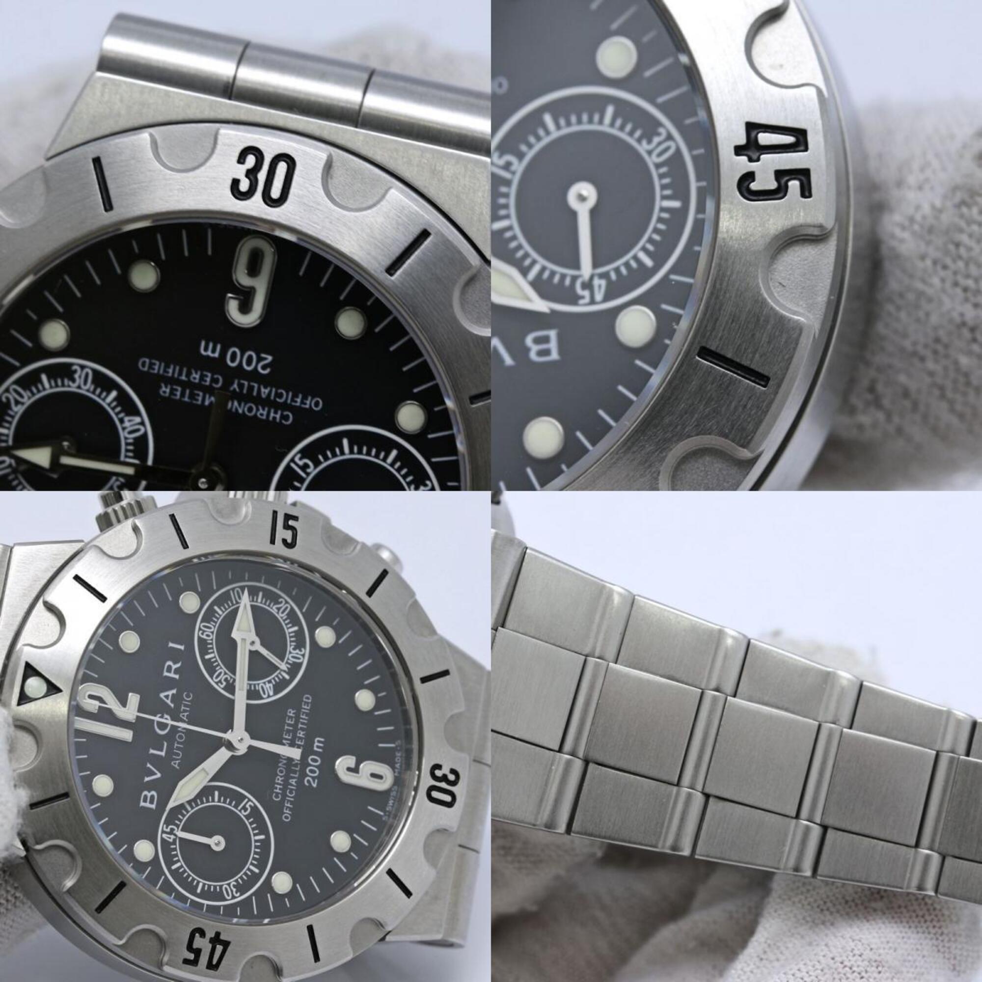 Bulgari Diagono SC38SS Black Dial 38mm Watch