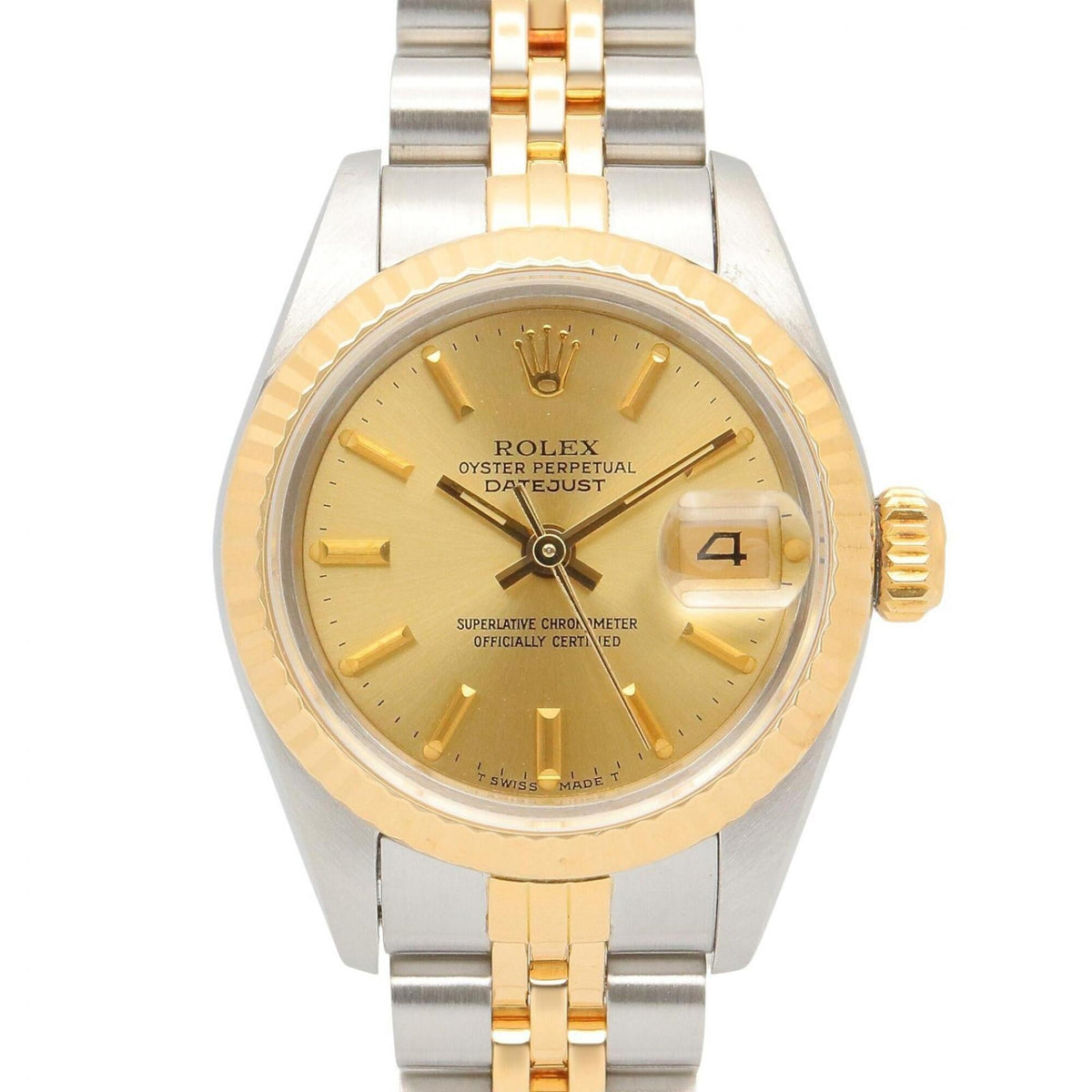Rolex Datejust 90 Champagner Bar 18 K (69173, goldenes Zifferblatt, 26 mm Uhr)