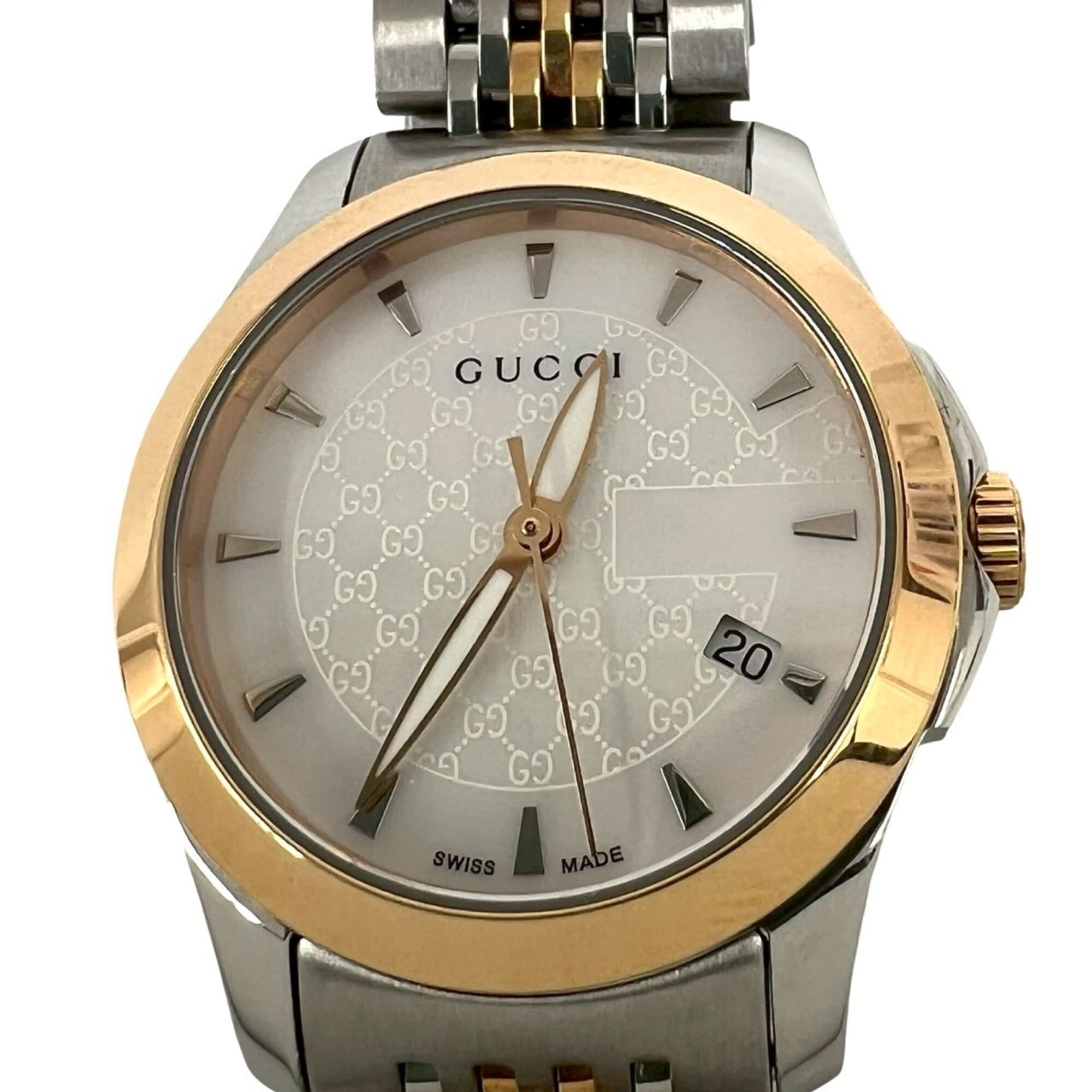 GUCCI GG Logo Stainless Steel Quartz Wrist Silver 32380