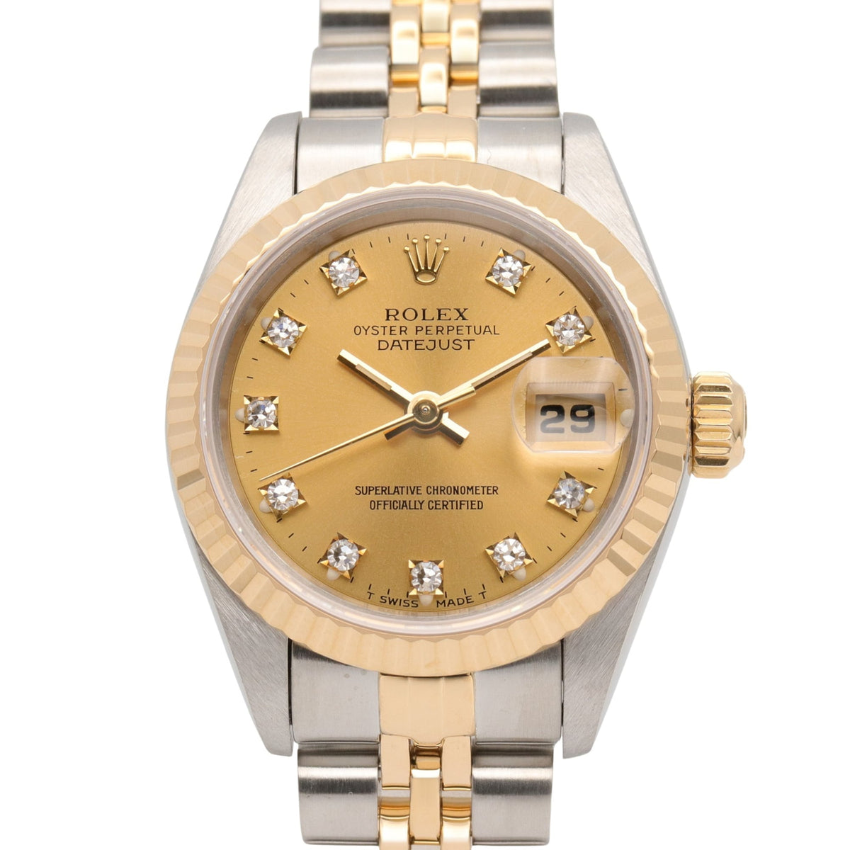 Rolex Datejust 10P Diamond 69173G Champagne, Gold Dial 26mm Watch