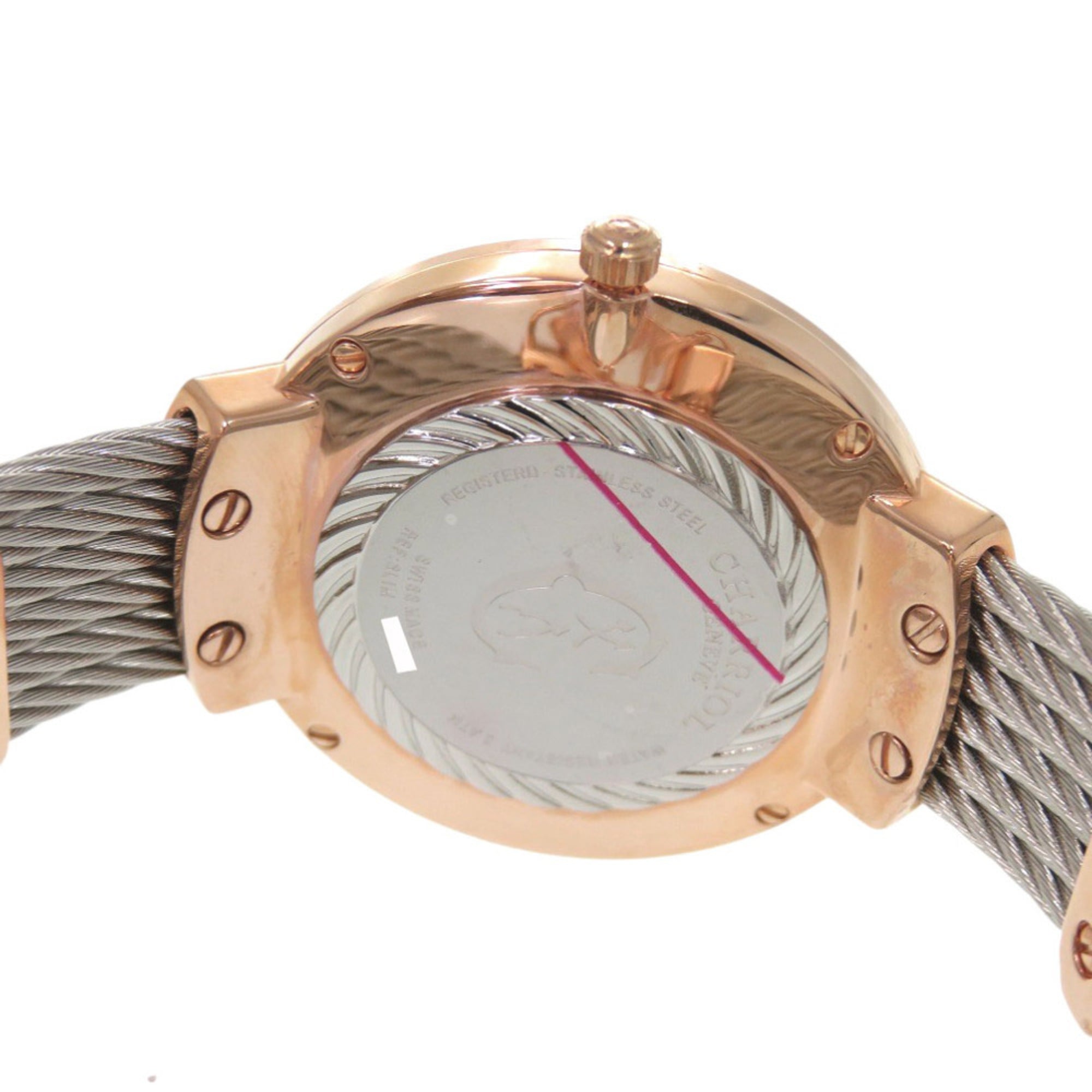 Ongebruikt Charriol Saint-Tropez roestvrijstalen polshorloge met witte kast, wijzerplaat en roségouden quartz uurwerk 0595 CHARRIOL