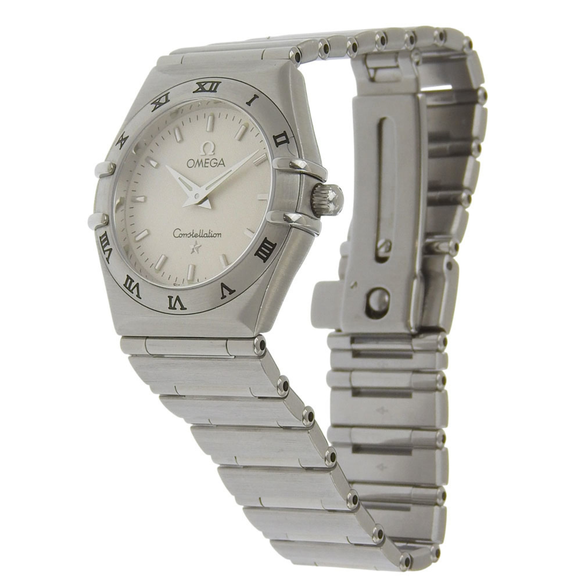 Omega Constellation Mini Watch 1562.30, Stainless Steel, 1998, Quartz, Analog Display, White Dial, Women's.