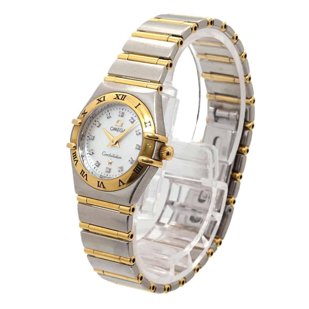 Omega Constellation Mini Combination 1262 75 Weiß Gehäuse Zifferblatt 22 mm Uhr