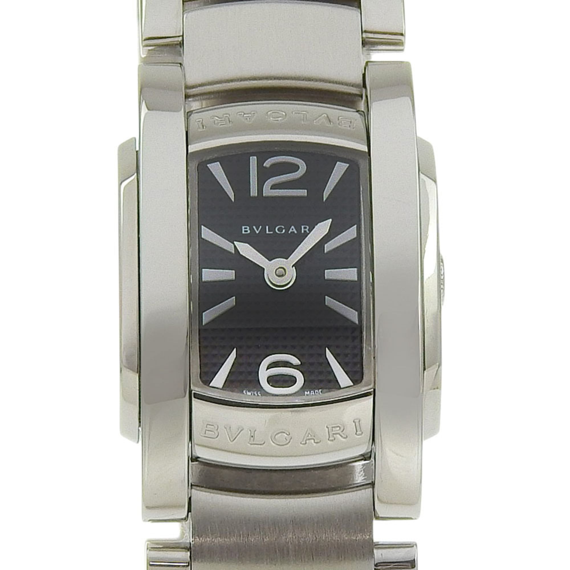 BVLGARI Assioma Watch AA26S Stainless Steel Quartz Analog Display Black Dial Women's