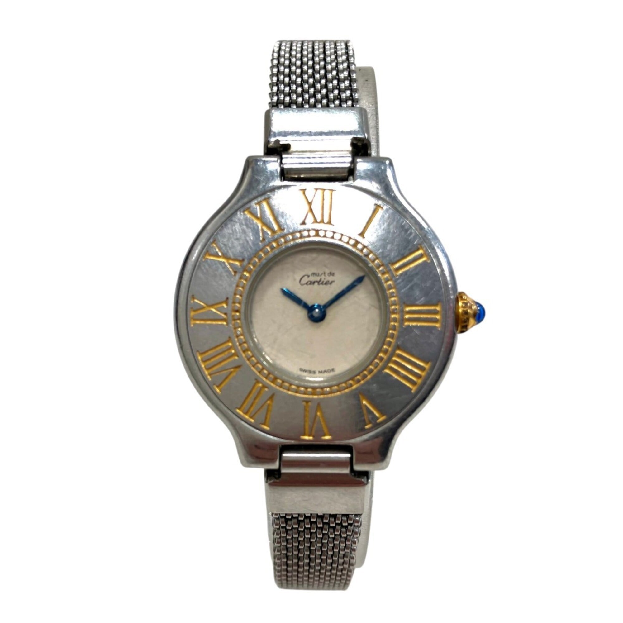 Cartier Must 21 Vingt-et-un SM watch, total weight 32g, stainless steel, quartz movement, white dial.