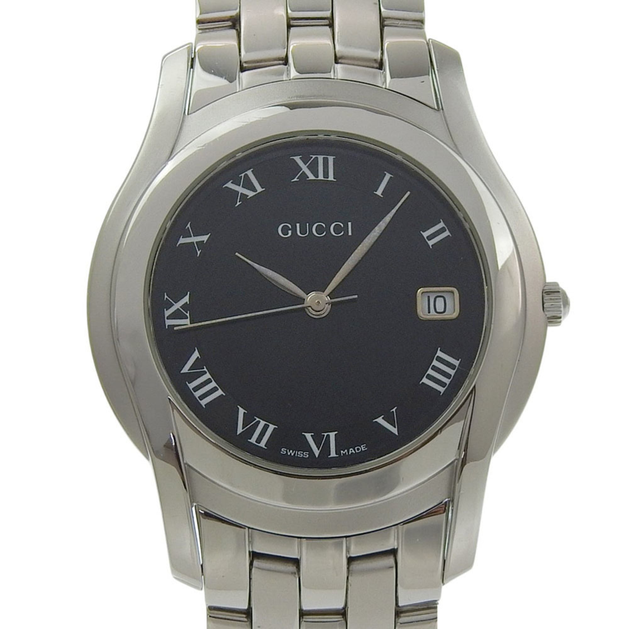 Gucci GUCCI Watch 5500M Stainless Steel Quartz Analog Black Dial Boys'