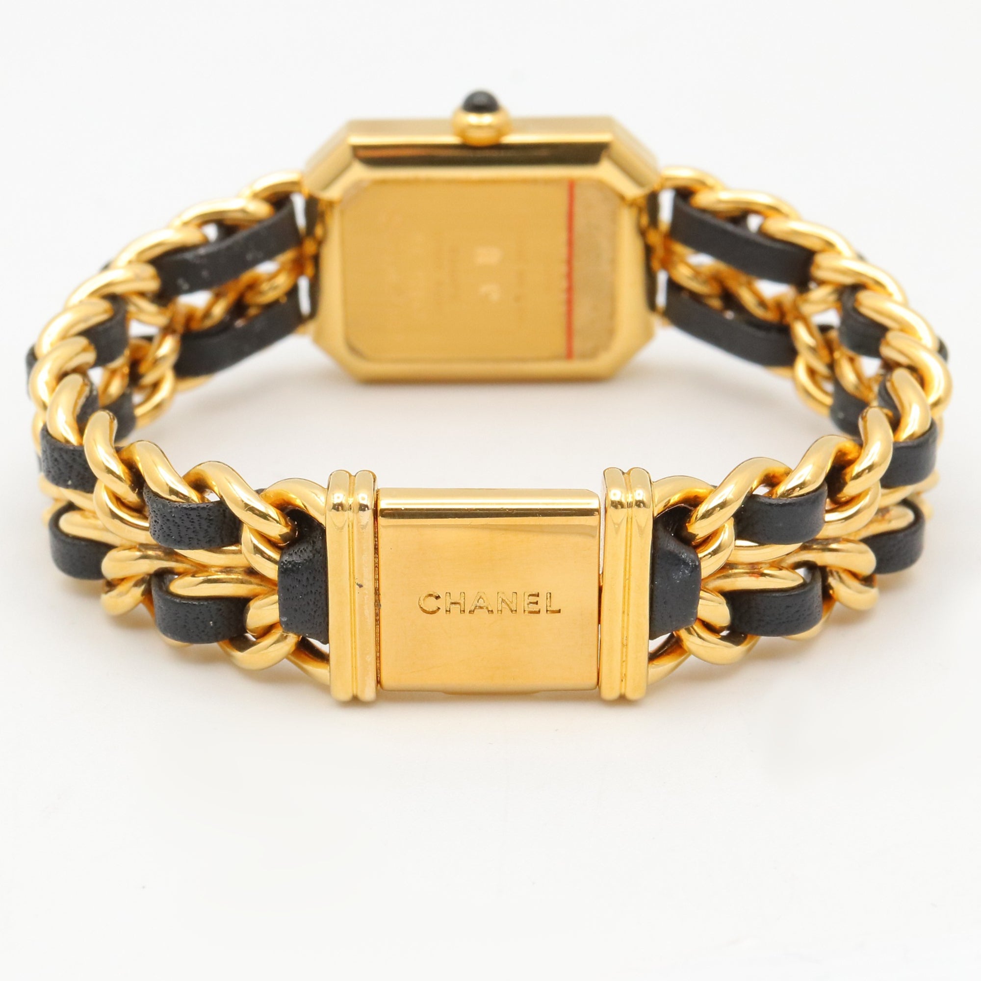 Chanel CHANEL Première M-horloge, verguld leer, dames, zwart, H0001