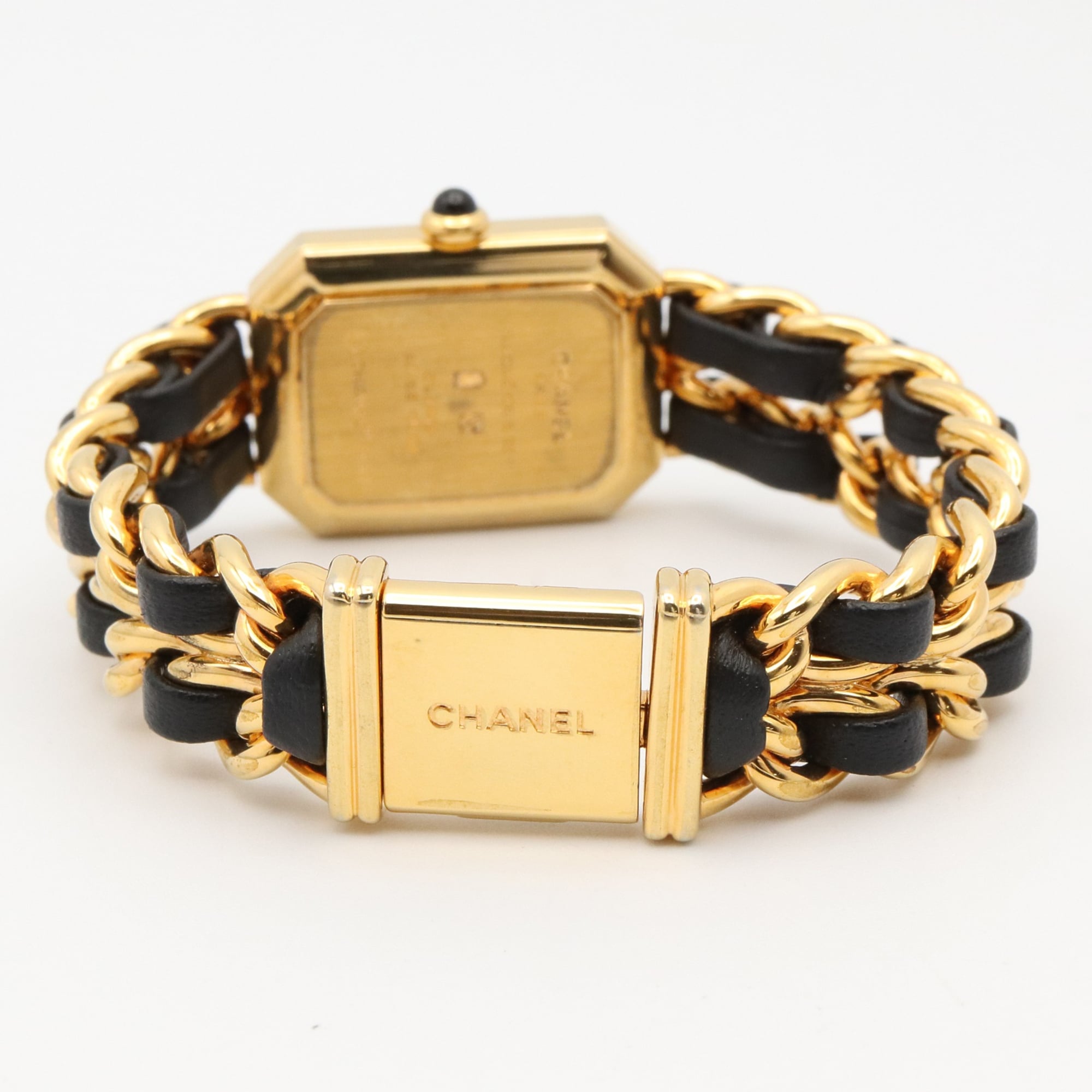 Chanel CHANEL PremiÃ¨re S Gold Plated (GP) Leather Strap Wo Black H0001